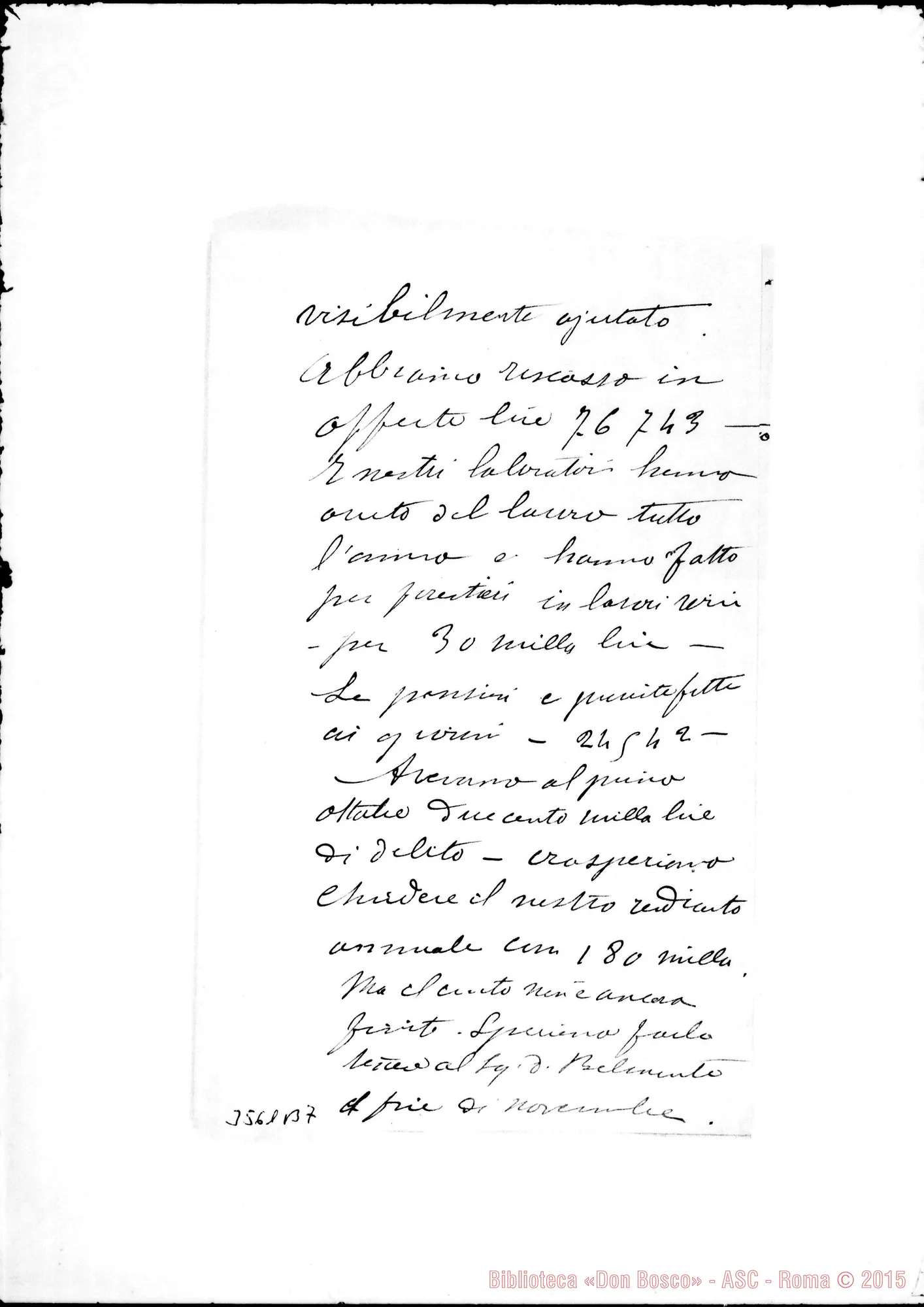 Fotogramma B 7 — Don Luigi Cartier-Don Rua. Nice, 16-11-1896 Autografi Rua