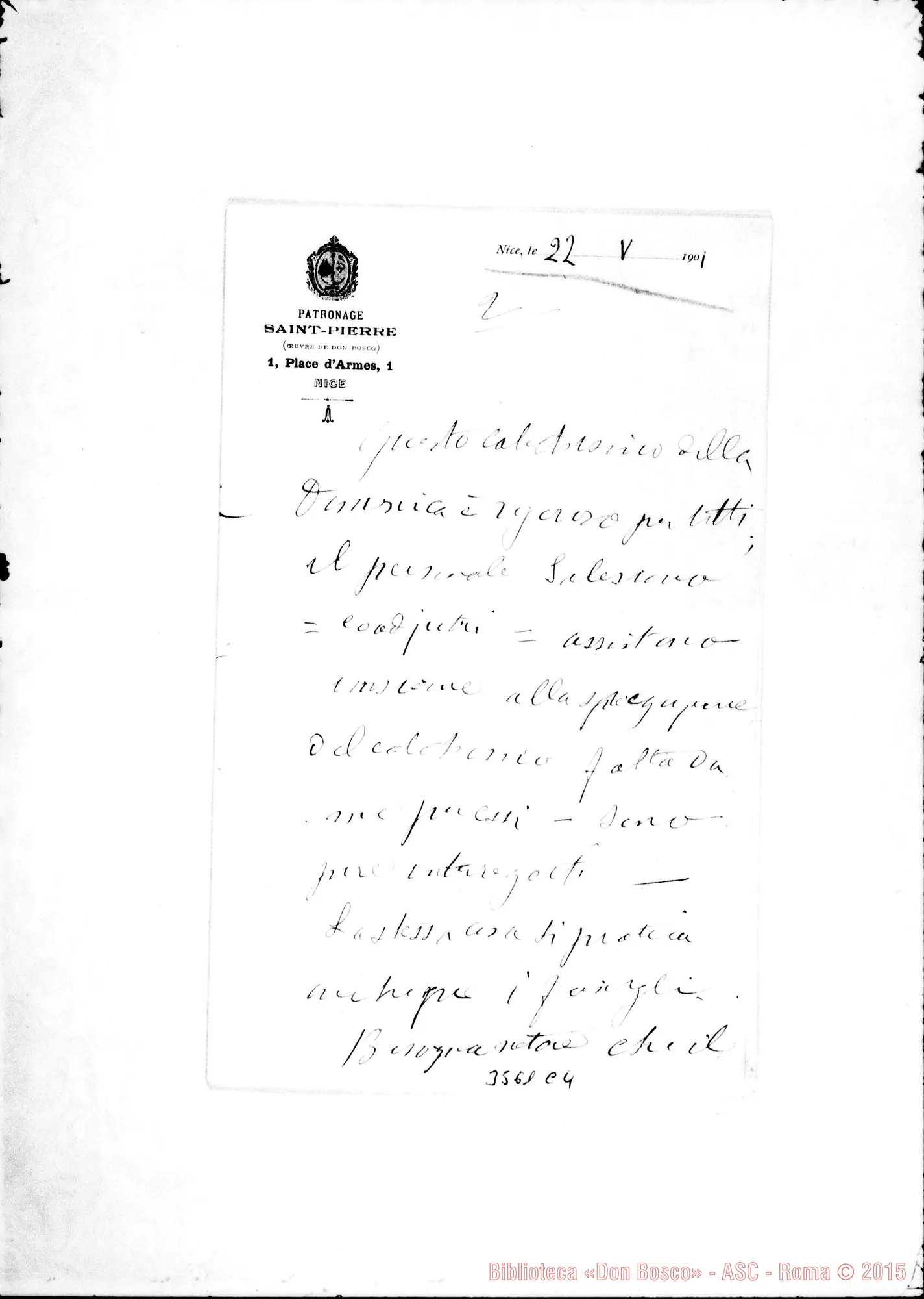 Fotogramma C 4 — Don Luigi Cartier-Don Rua. Nice, 22-03-1901 Autogr. Rua