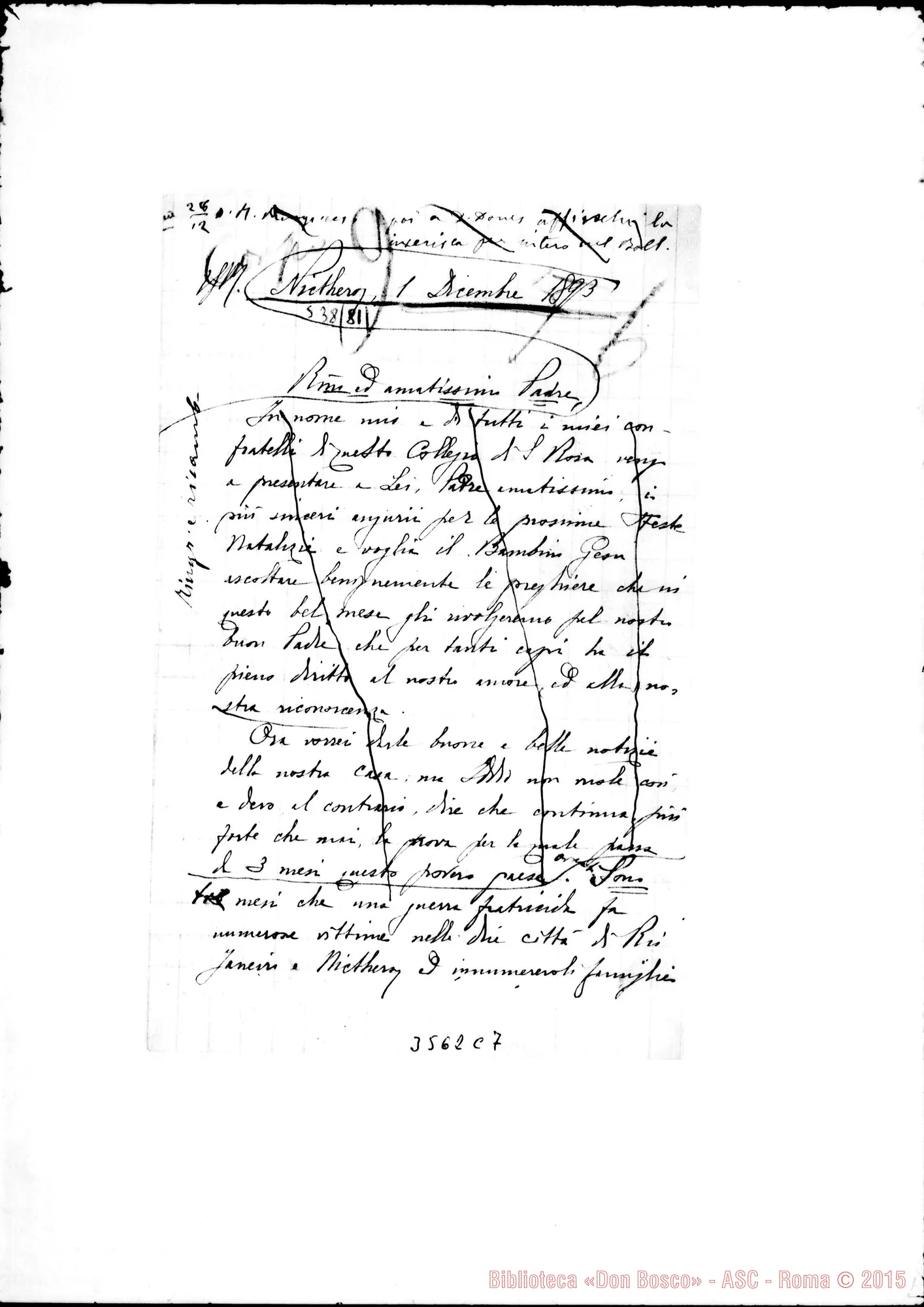 Fotogramma C 7 — Don Pietro Rota-Don Rua. Niterói, 1-12-1893 Autogr. Rua