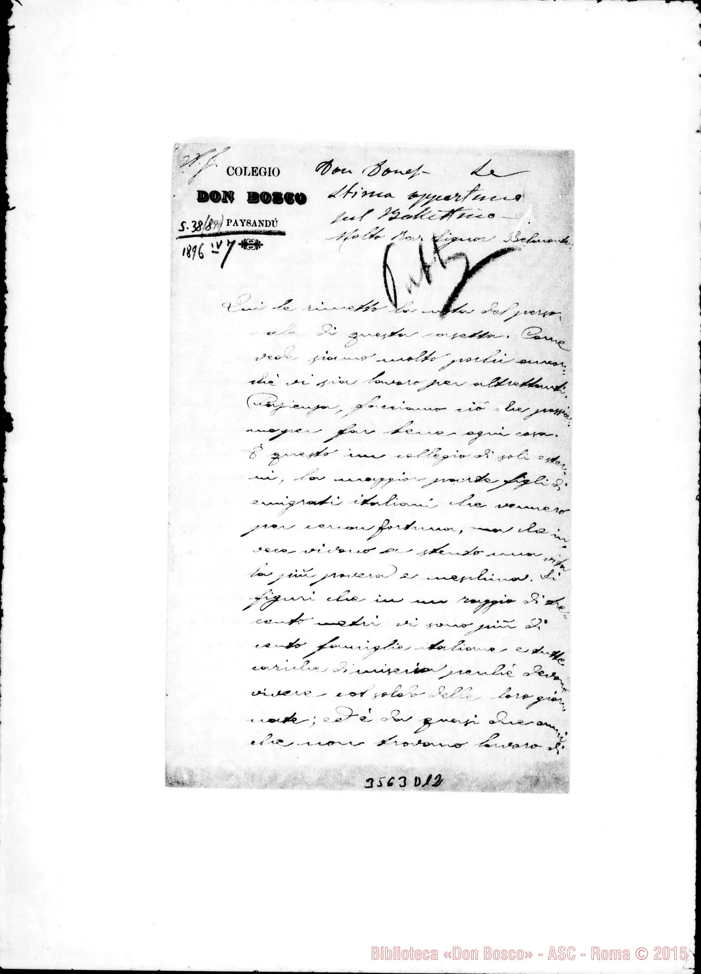 Fotogramma D 12 — Don Giuseppe Misieri-Don Belmonte. Paysandù, 7-04-1896