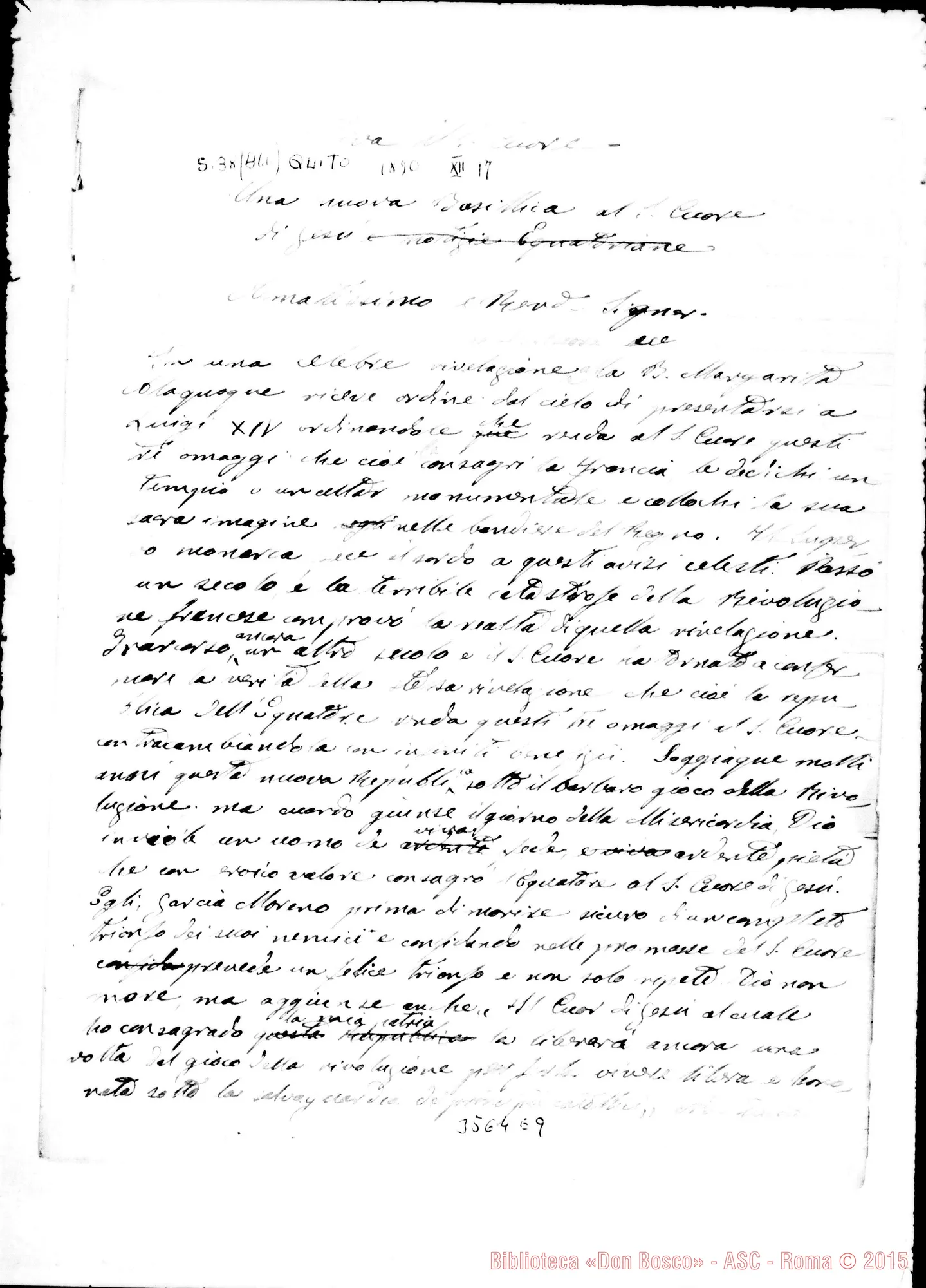 Fotogramma E 9 — Don Santinelli-Rev.mo Sig. Quito, 17-12-1890