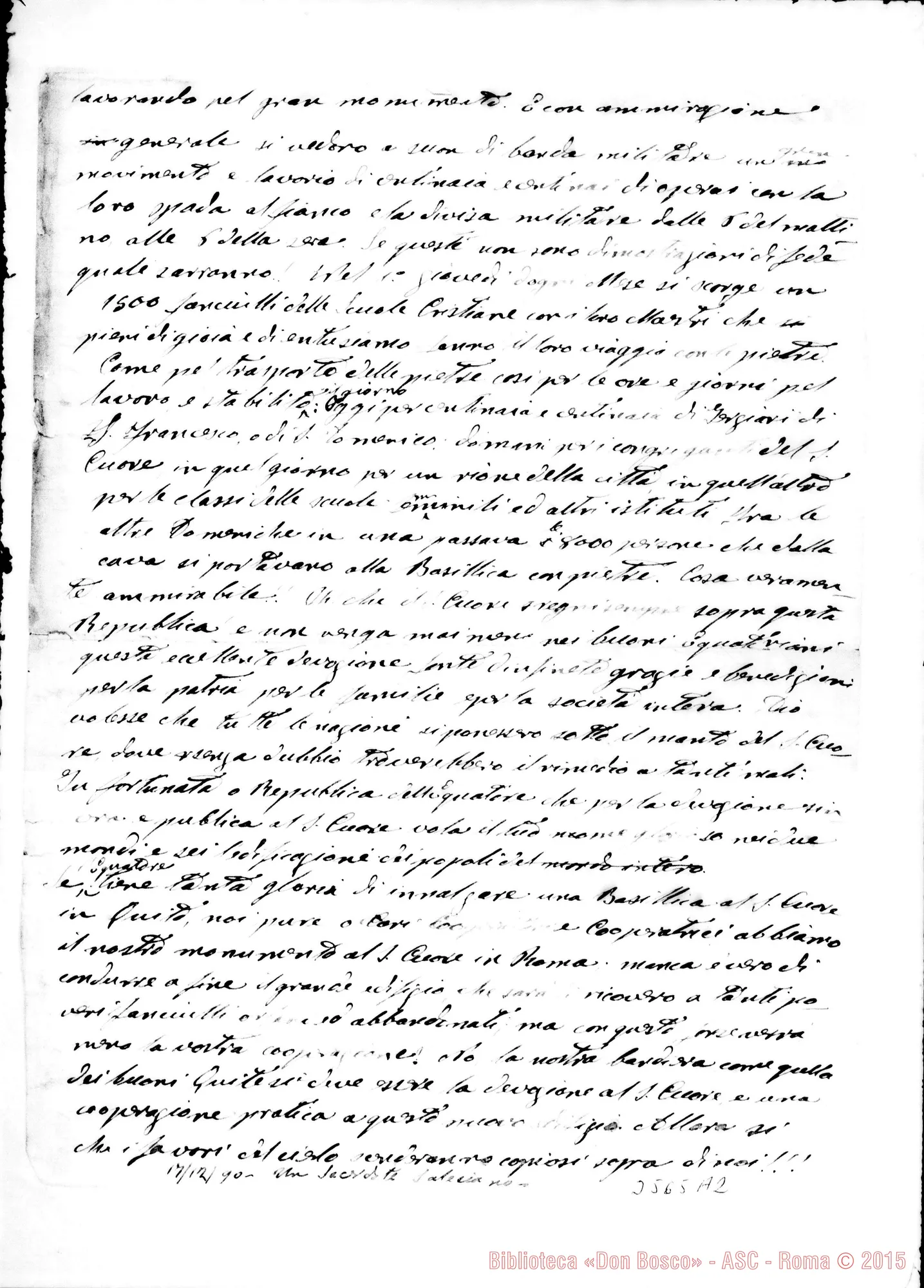 Fotogramma A 2 — Don Santinelli-Rev.mo Sig. Quito, 17-12-1890