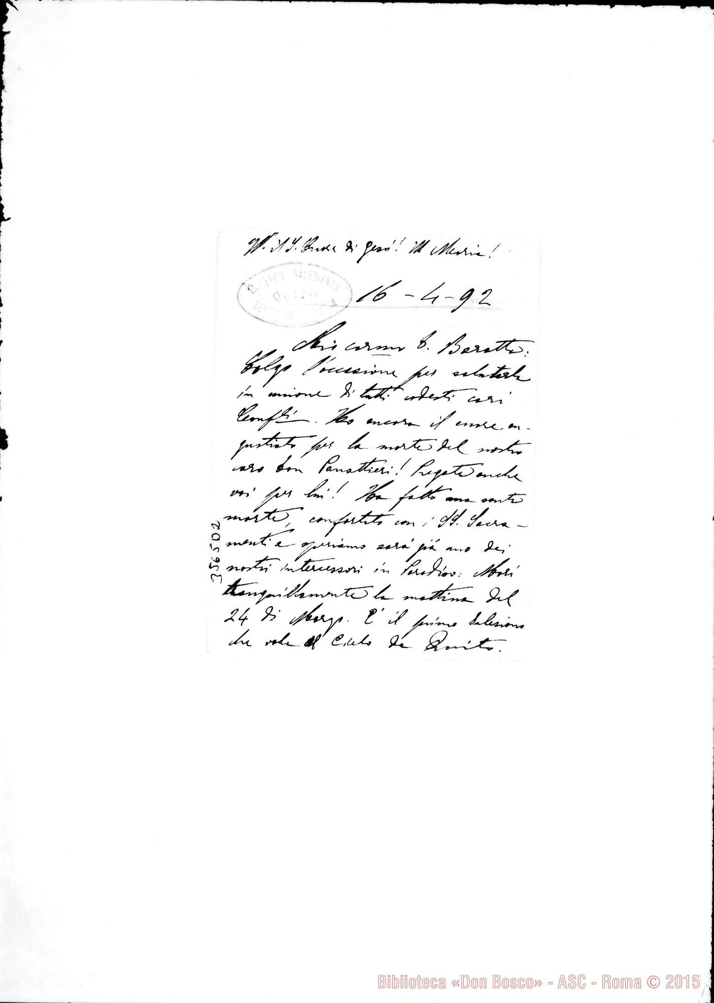 Fotogramma D 2 — Don Luis Calcagno-Don Baratta. Quito, 16-04-1892