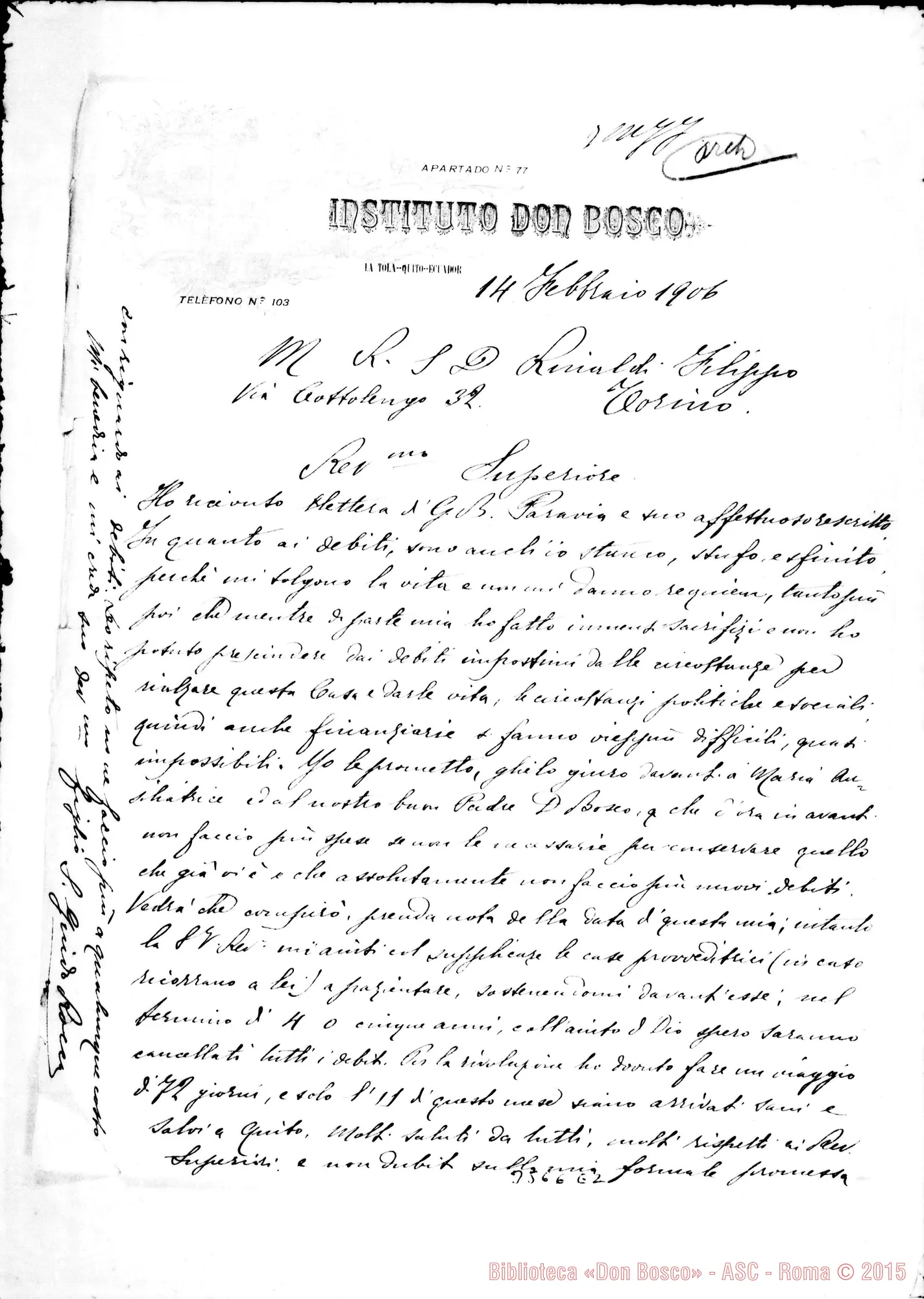 Fotogramma E 2 — Don Guido Rocca-Don Rinaldi Filippo. Quito, 14-02-1906