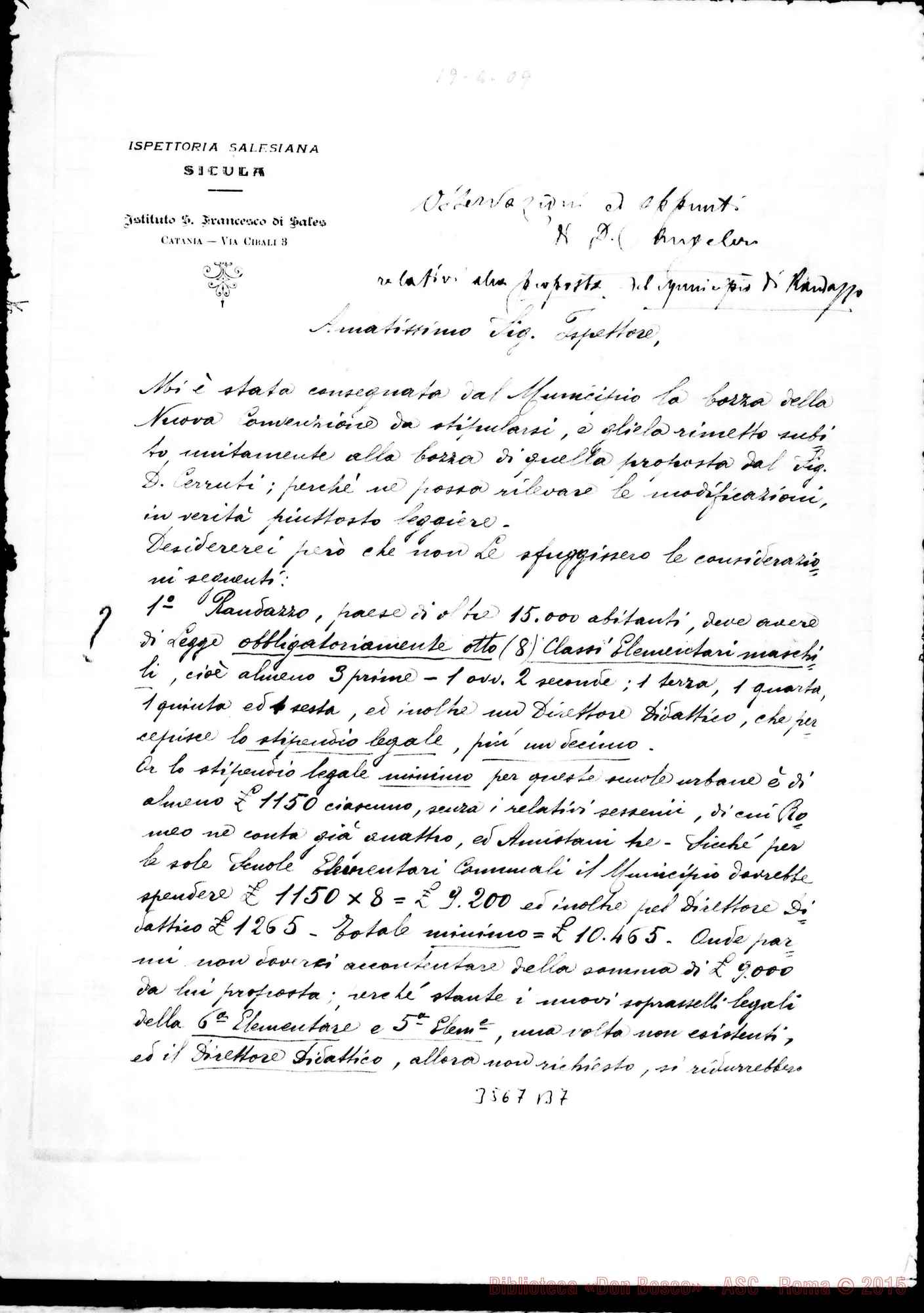 Fotogramma B 7 — Don Angeleri-Ispettore. Randazzo, 19-04-1909