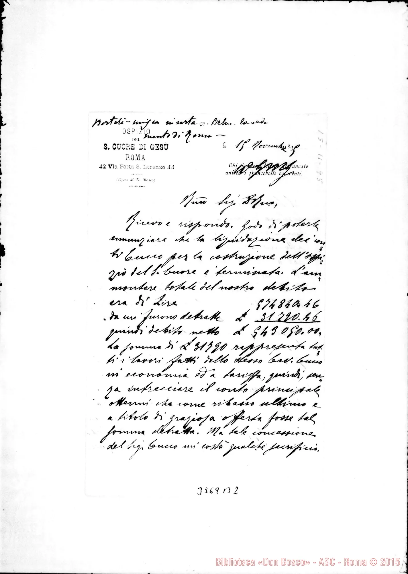 Fotogramma B 2 — Don Cesare Cagliero-Don Rua. Roma, 15-11-1895