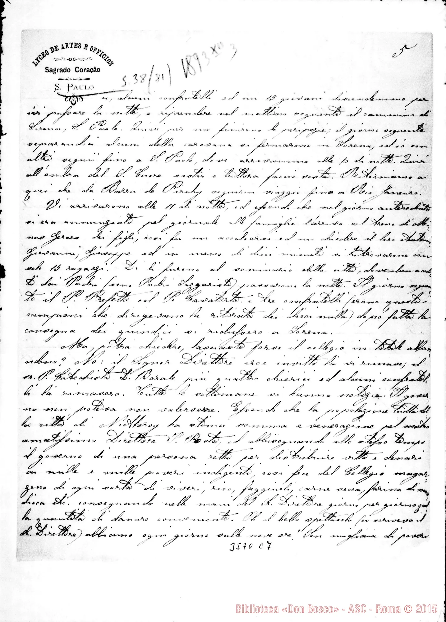 Fotogramma C 7 — Don Griffi Giorgio-Amat.mo Padre. San Pablo, 3-12-1893