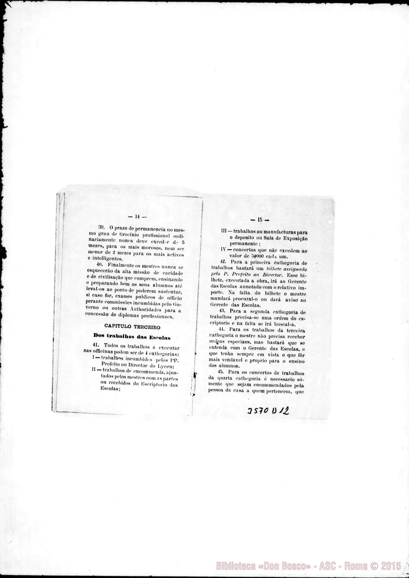 Fotogramma D 12 — «Regulamento dos Mestres de Officina». Stampato 1902