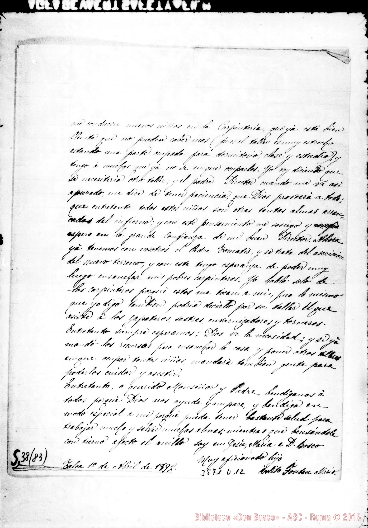 Fotogramma D 12 — Fontàn Mario-Amado Padre. Talea, 1-04-1892 Autogr. Rua