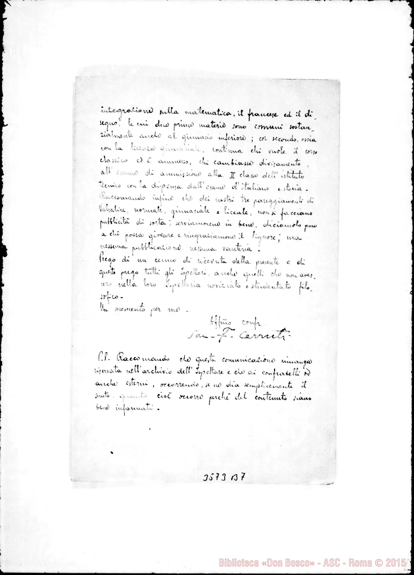 Fotogramma B 7 — Sul pareggiamento del collegio di Valsalice. Torino, 12-07-1905