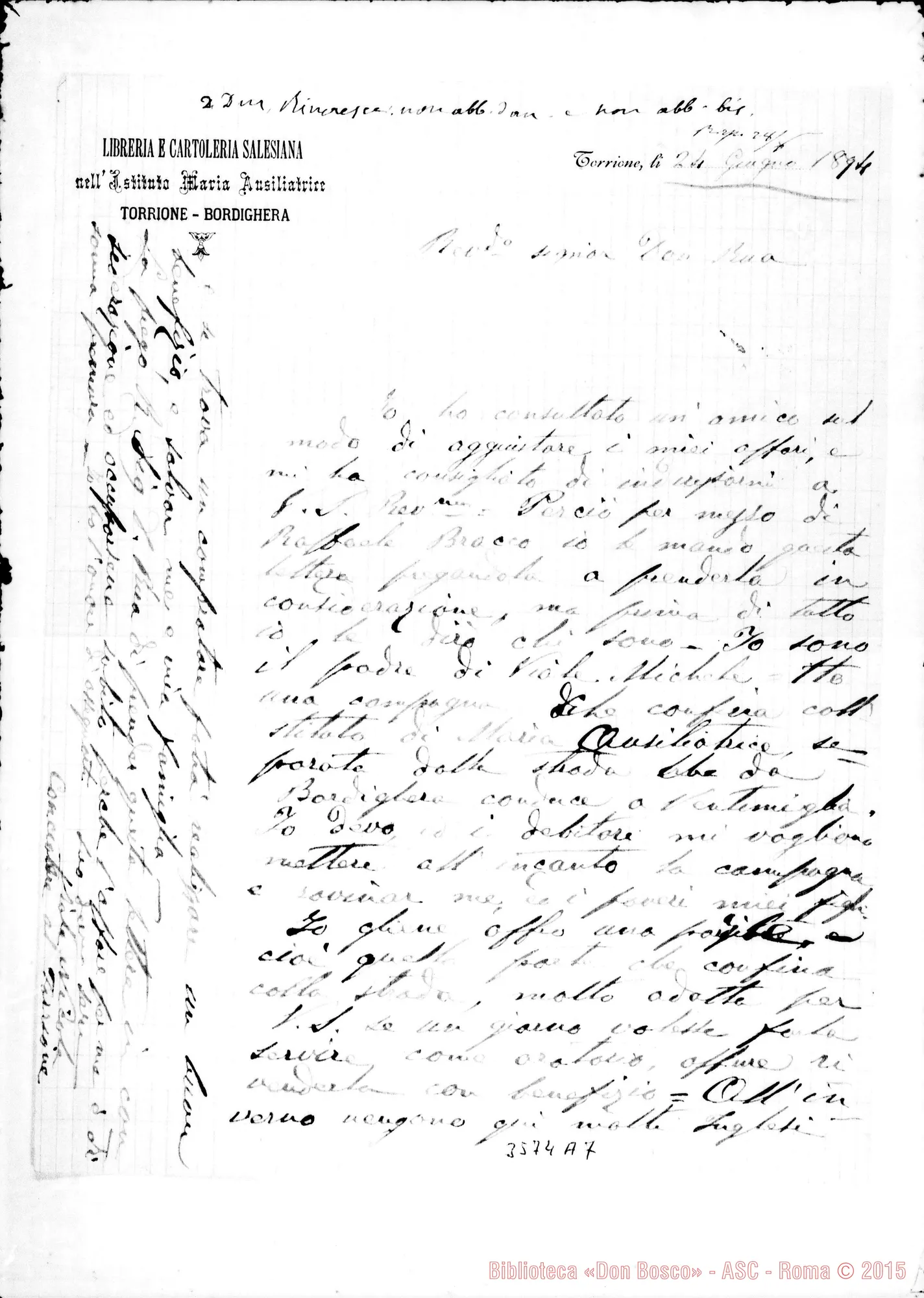 Fotogramma A 7 — Viola Nicola-Don Rua. Torrione, 24-06-1894 Autogr. Rua