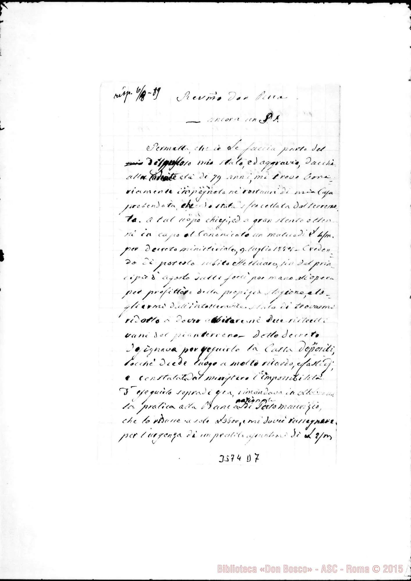 Fotogramma D 7 — Can. Cassini Antonio-Don Rua. Agosto 1889