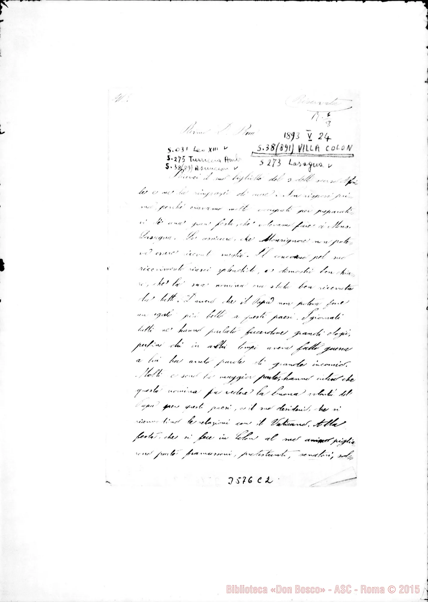 Fotogramma C 2 — Don Ambrogio Turriccia-Don Rua. Villa Colón, 24-05-1893