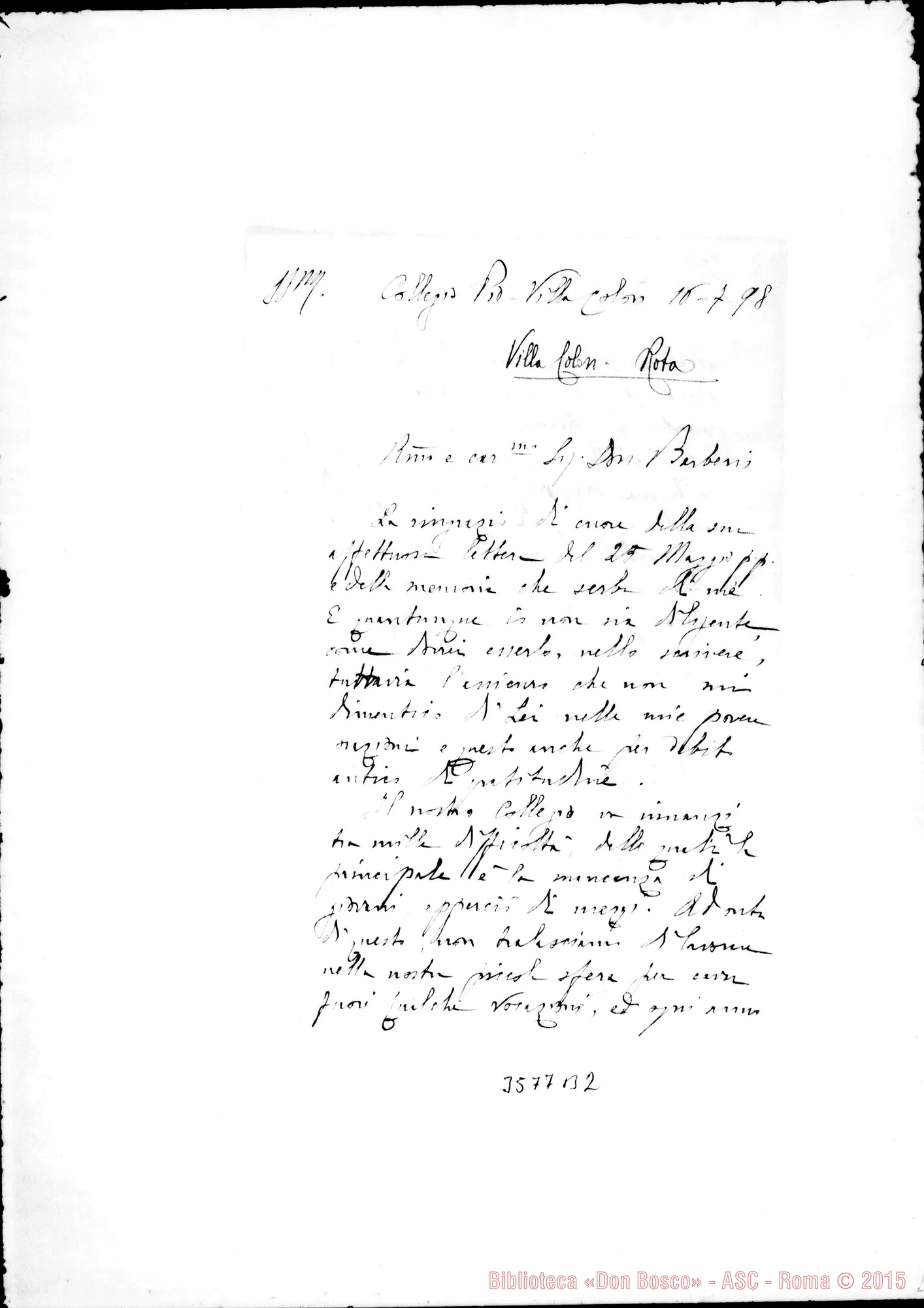 Fotogramma B 2 — Don Pietro Rota-Don Barberis. Villa Colón, 16-07-1898