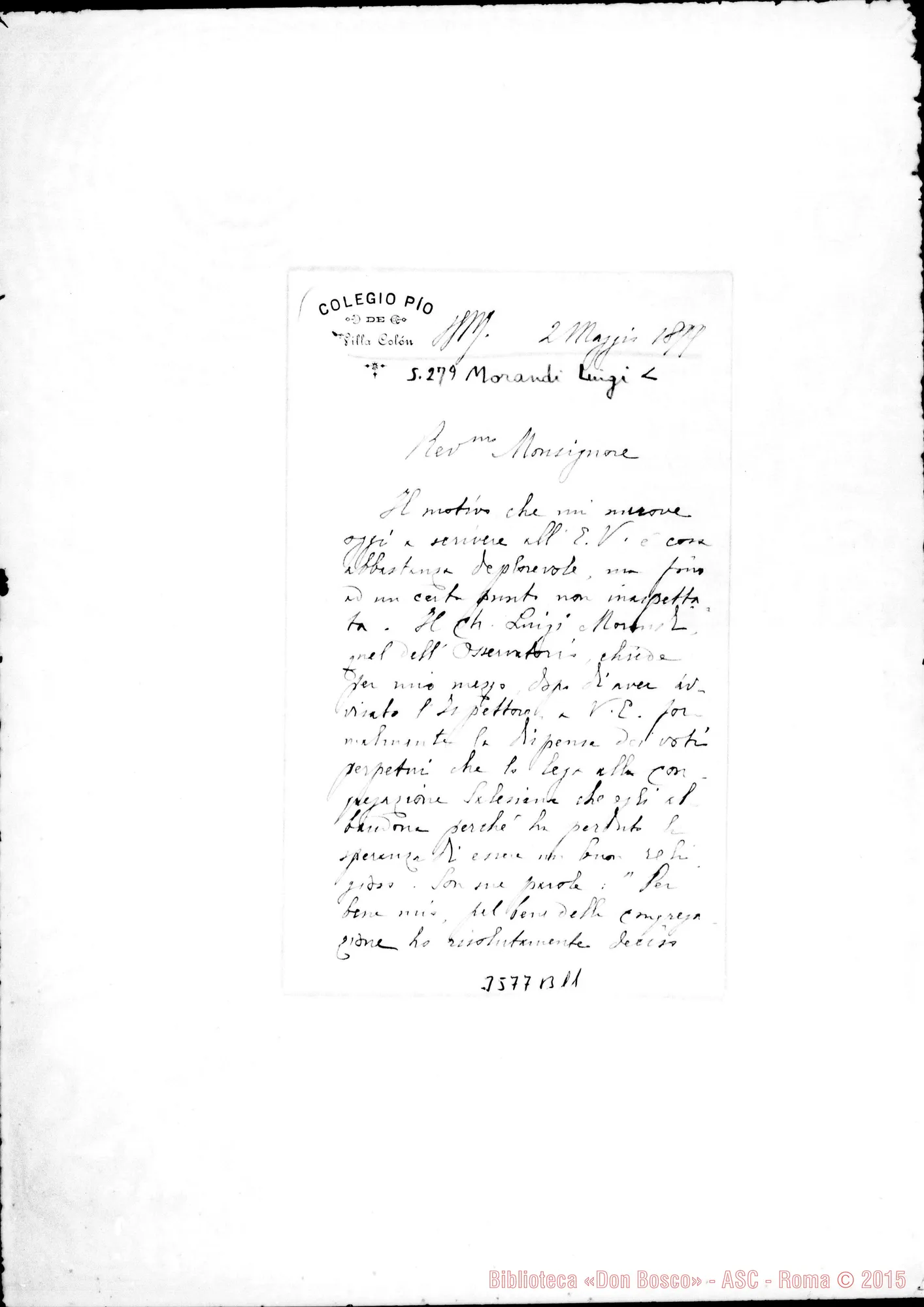 Fotogramma B 11 — Don Pietro Rota-Mons. Villa Colón, 2-05-1899