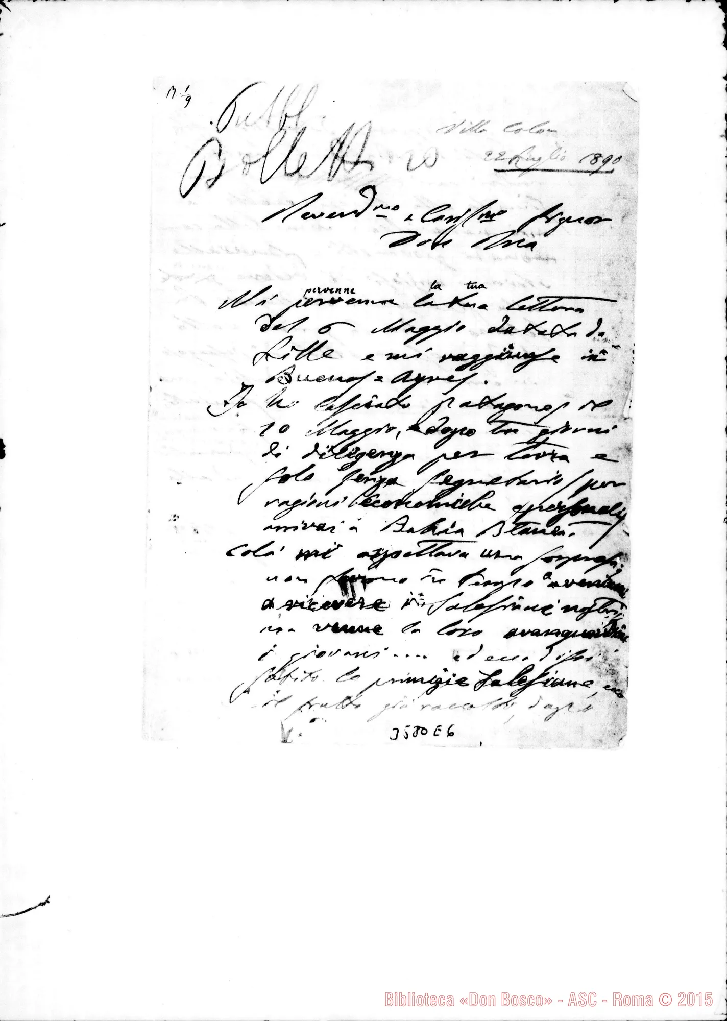 Fotogramma E 6 — Mons. Cagliero-Don Rua. Villa Colón, 22-07-1890