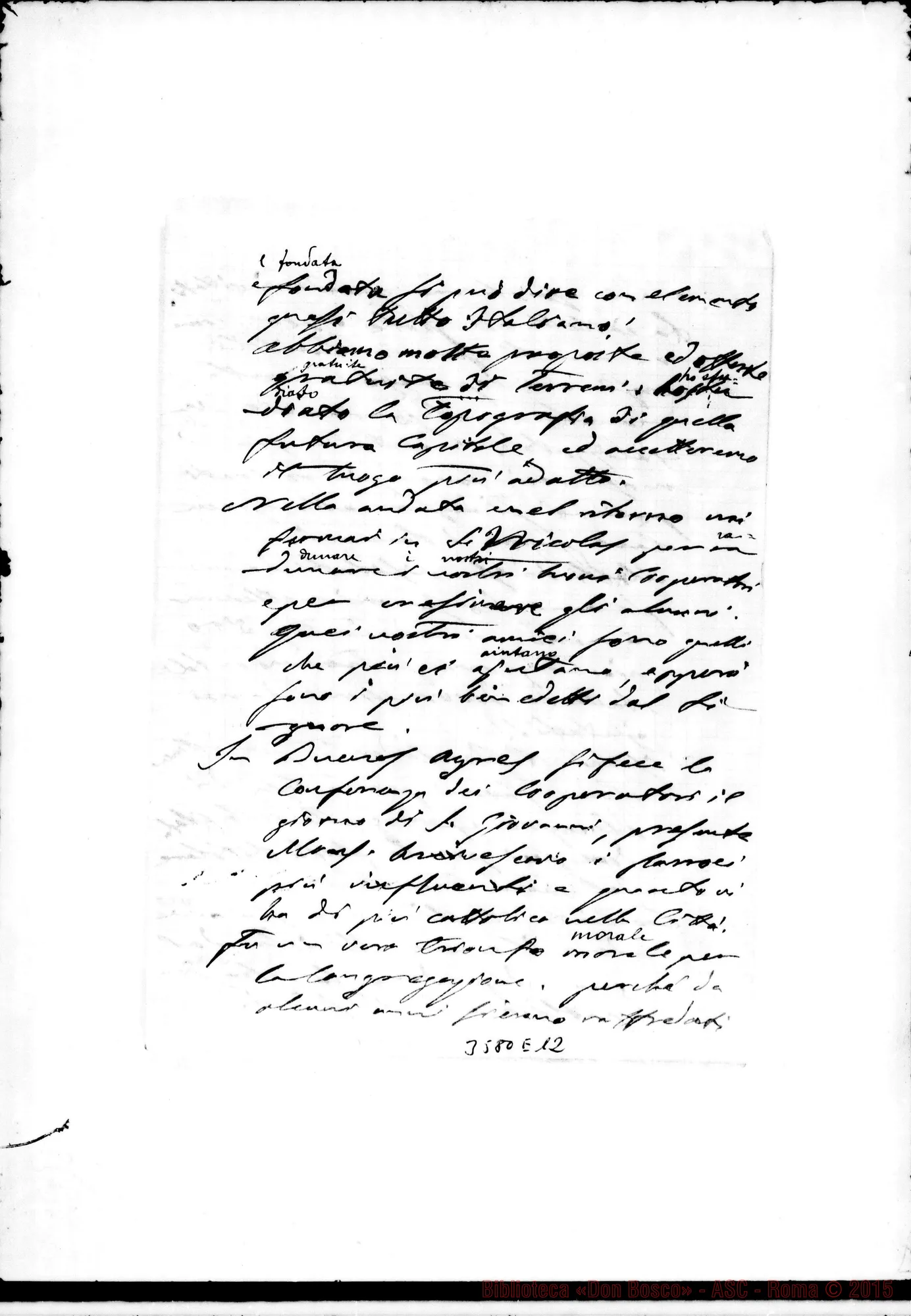 Fotogramma E 12 — Mons. Cagliero-Don Rua. Villa Colón, 22-07-1890