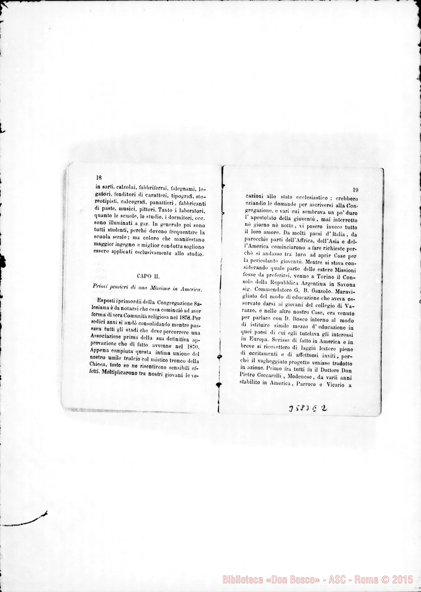 Fotogramma E 2 — Don Chiala Cesare: raccolta di lettere di missionari. Stampato 1876