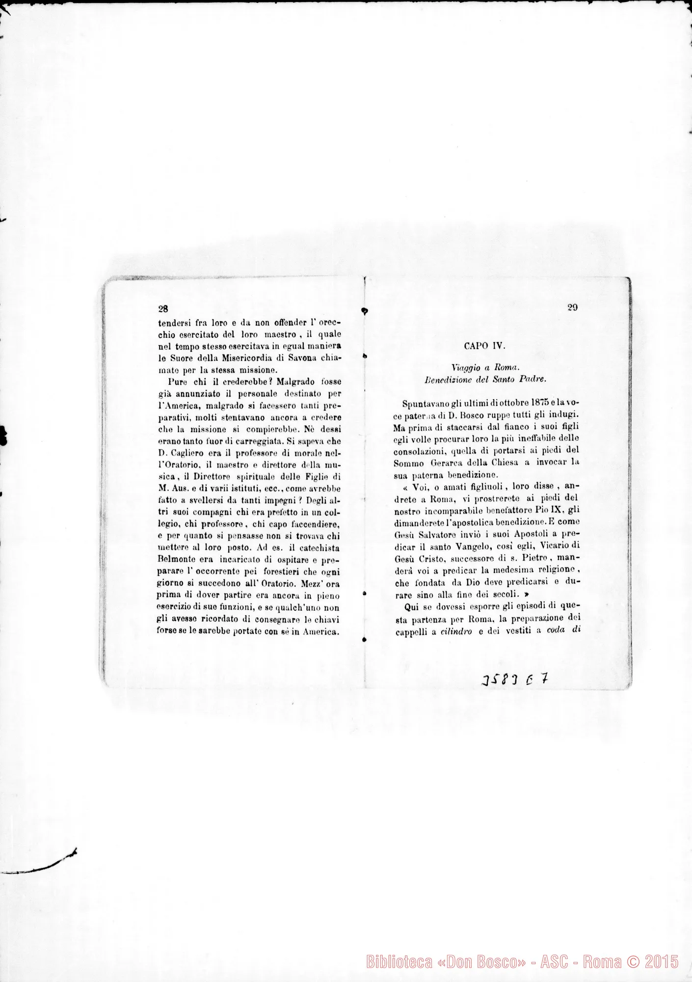Fotogramma E 7 — Don Chiala Cesare: raccolta di lettere di missionari. Stampato 1876