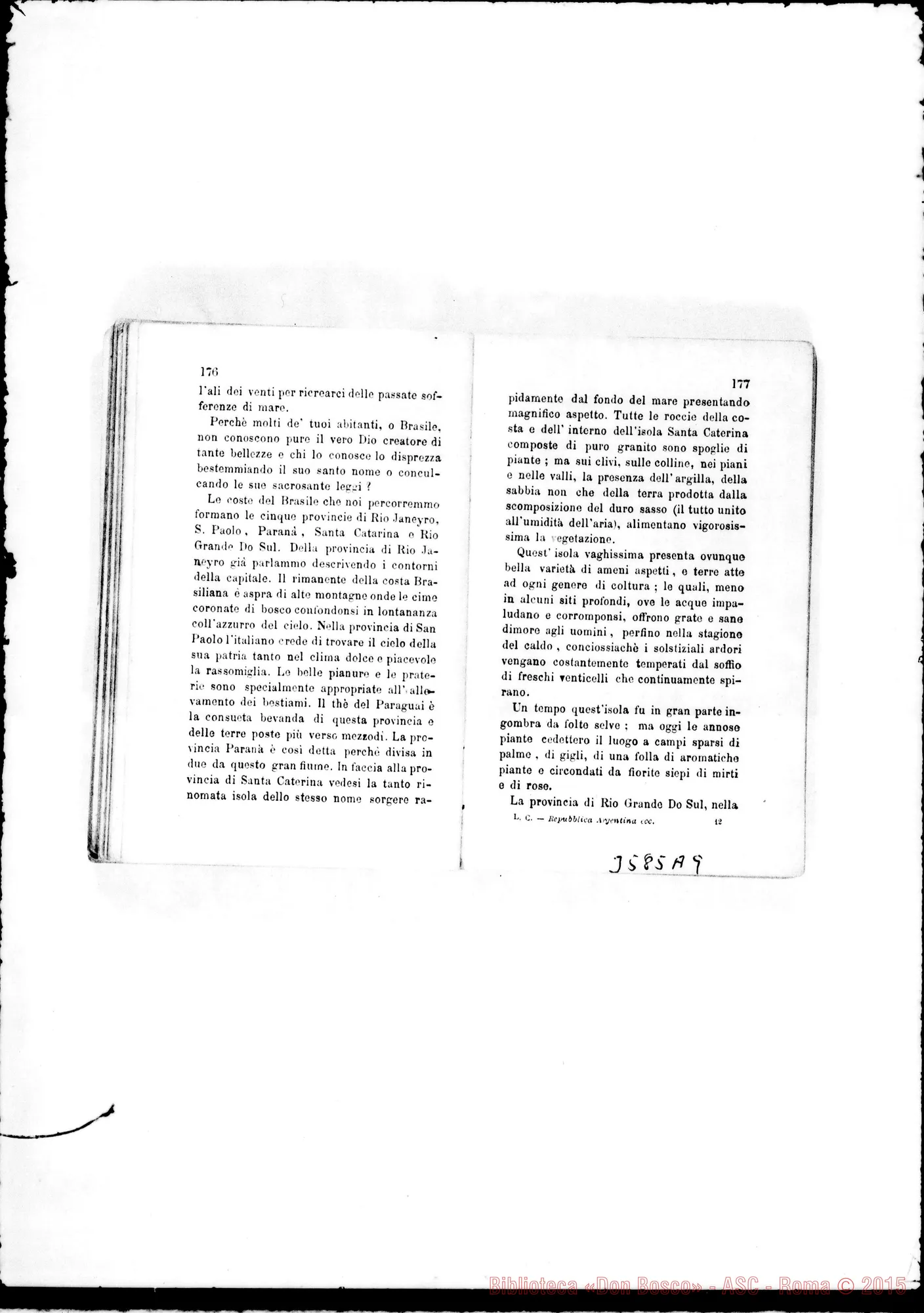 Fotogramma A 9 — Don Chiala Cesare: raccolta di lettere di missionari. Stampato 1876