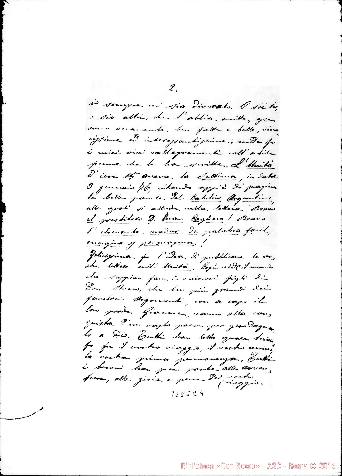 Fotogramma E 4 — Don Giovanni Turchi-Don Cagliero Giovanni. Bologna, 16-02-1876