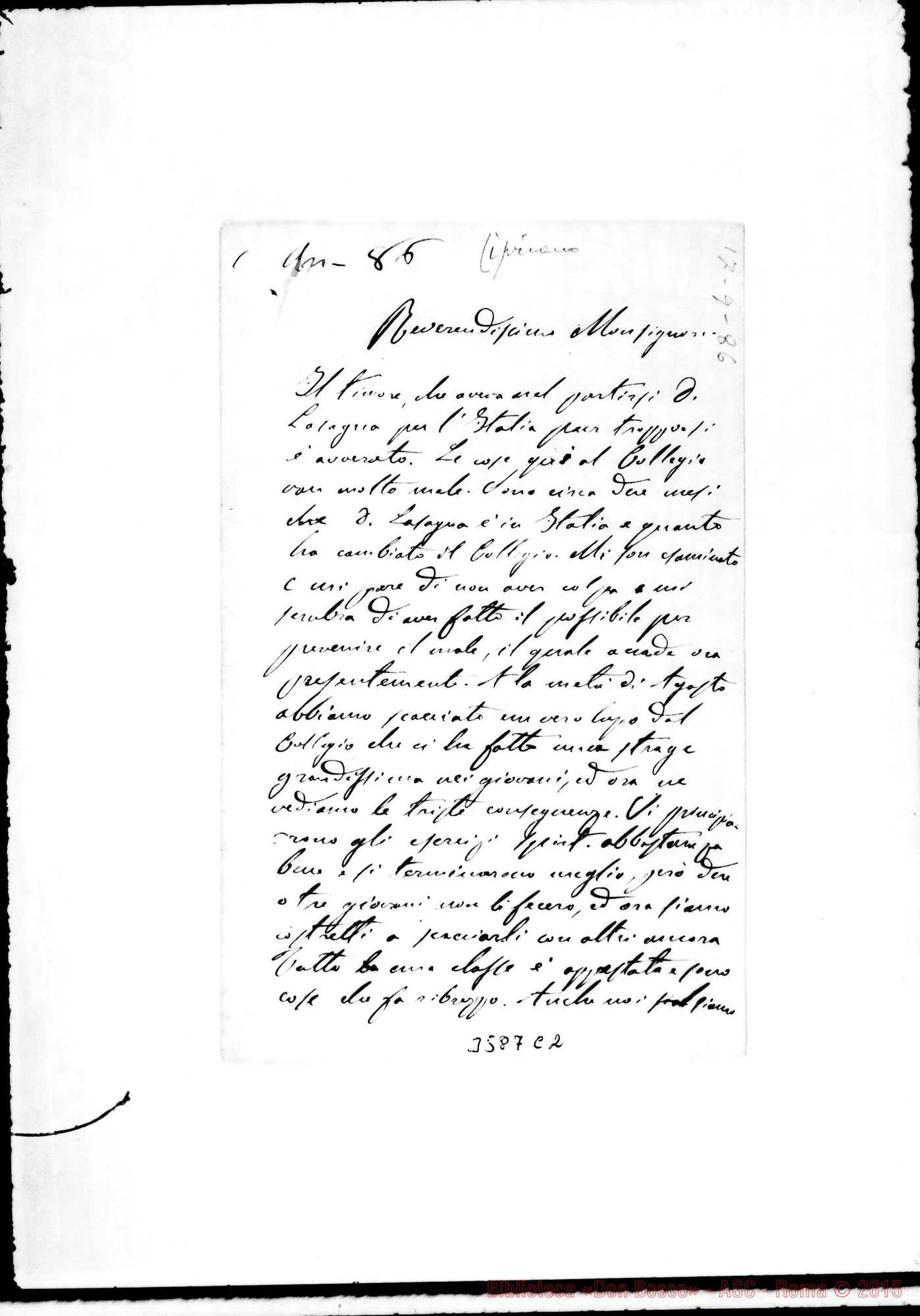 Fotogramma C 2 — Don Cipriano Carlo-Monsignore. Villa Colon, 17-09-1886