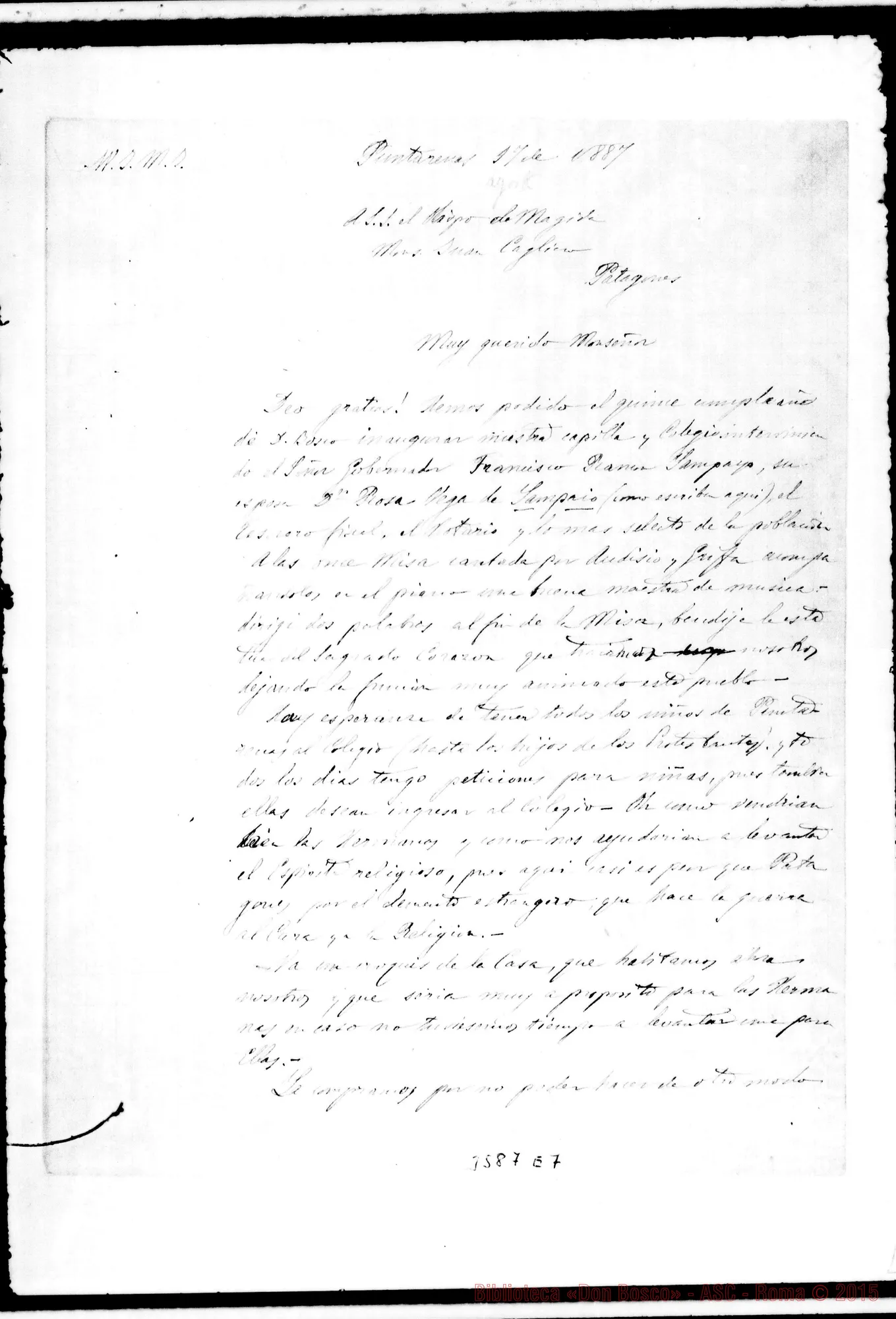 Fotogramma E 7 — Don Giuseppe Fagnano-Mons. Cagliero. Puntarenas, 17-01-1887