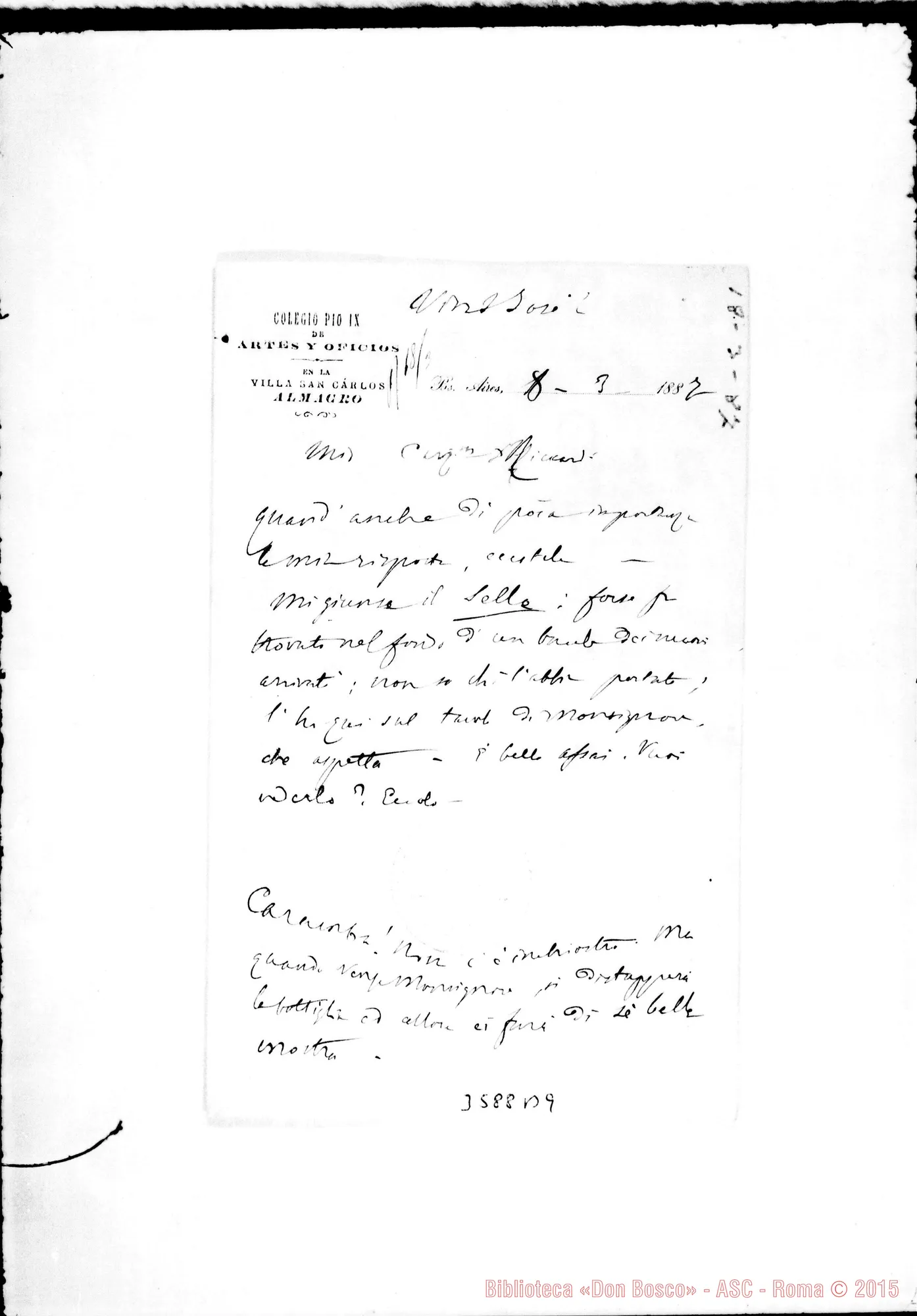 Fotogramma B 9 — Don Giacomo Costamagna-Don Riccardi. Buenos A., 18-03-1887