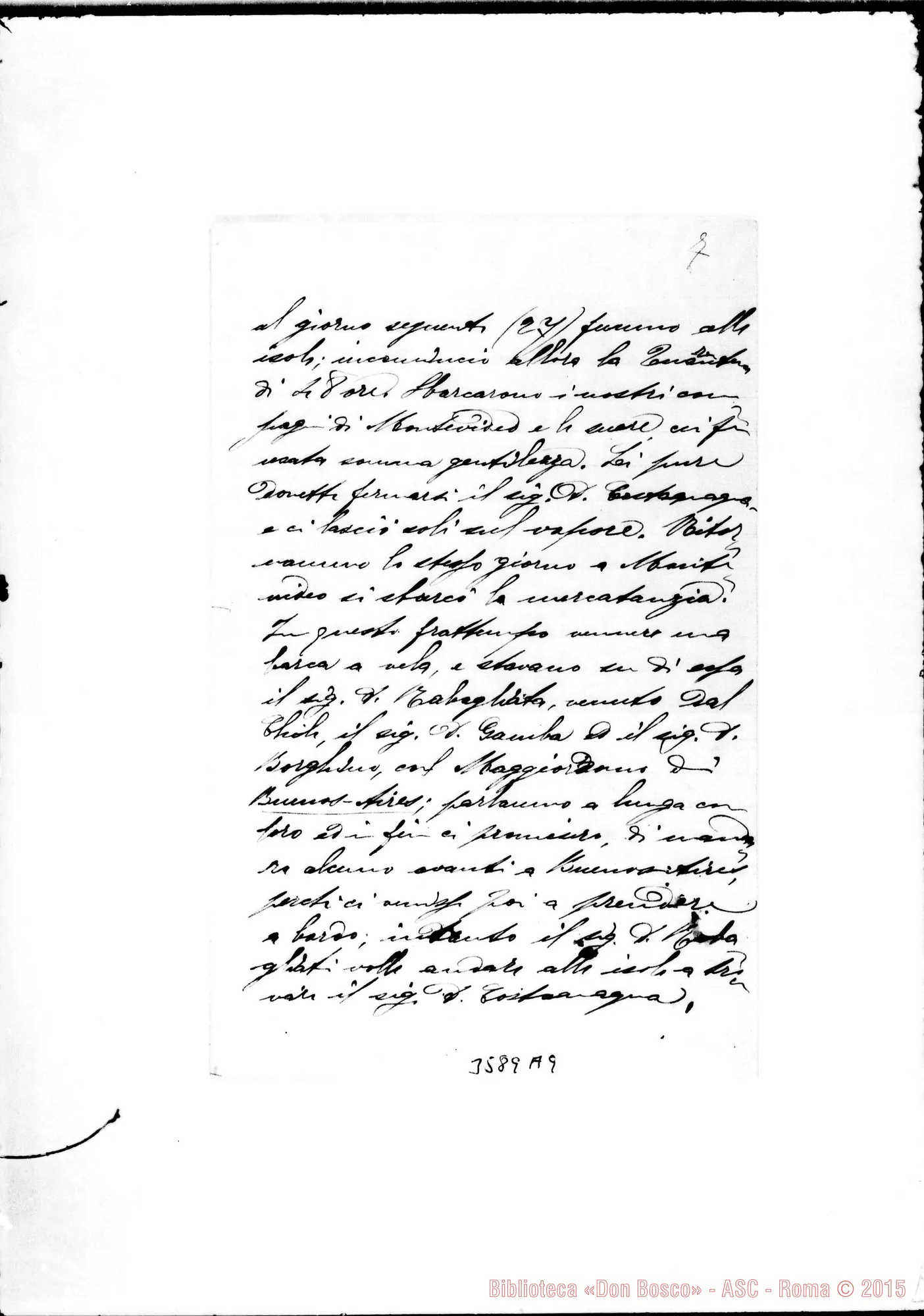 Fotogramma A 9 — A Don Barberis «todos los misioneros». Buenos A., 29-01-1889