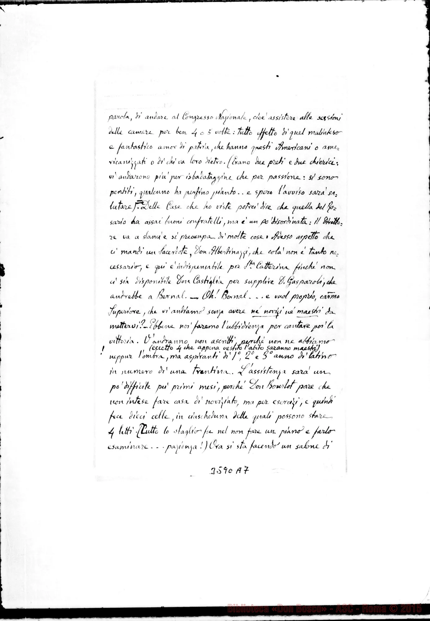 Fotogramma A 7 — Don Vespignani Giuseppe-Don Rua. Buenos A., 28-02-1895 Autogr. Rua