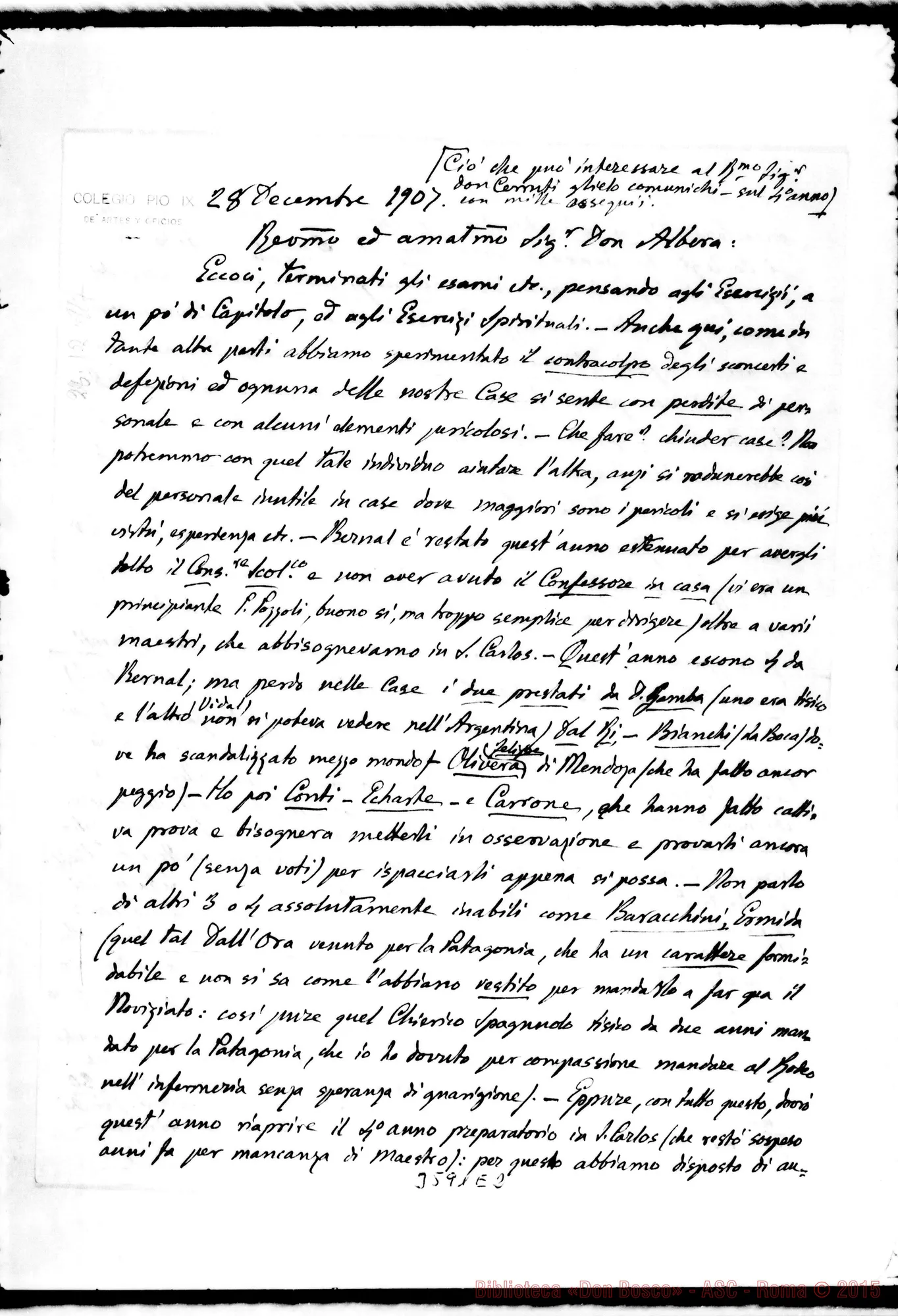 Fotogramma E 2 — Don Vespignani Giuseppe-Don Albera. Buenos A., 28-12-1907