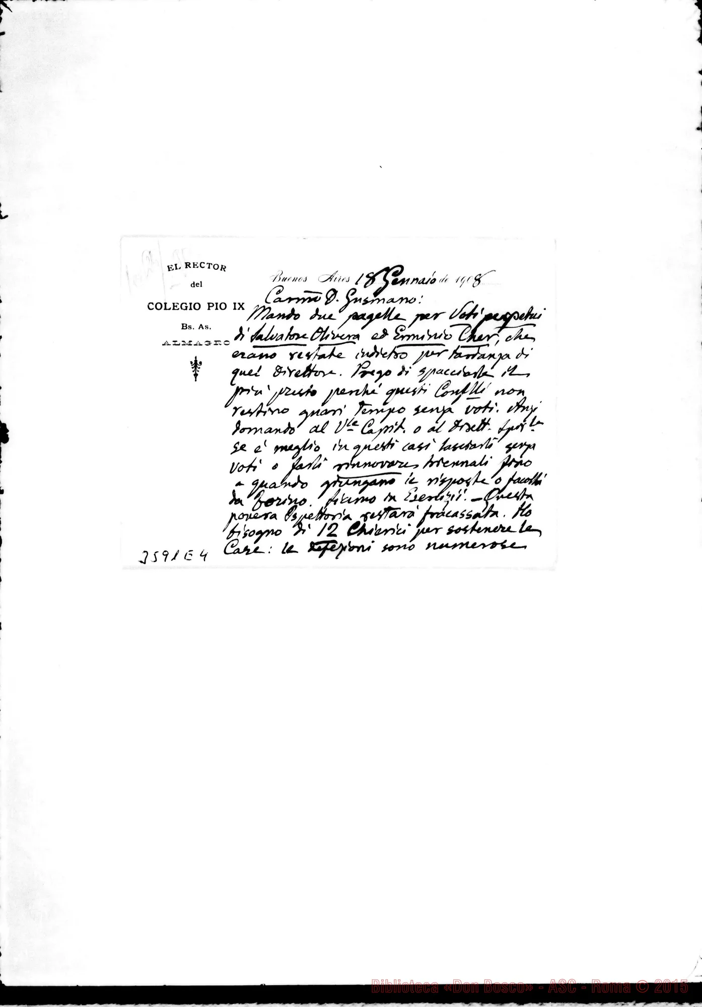 Fotogramma E 4 — Don Vespignani Giuseppe-Don Gusmano. Buenos A., 18-01-1908