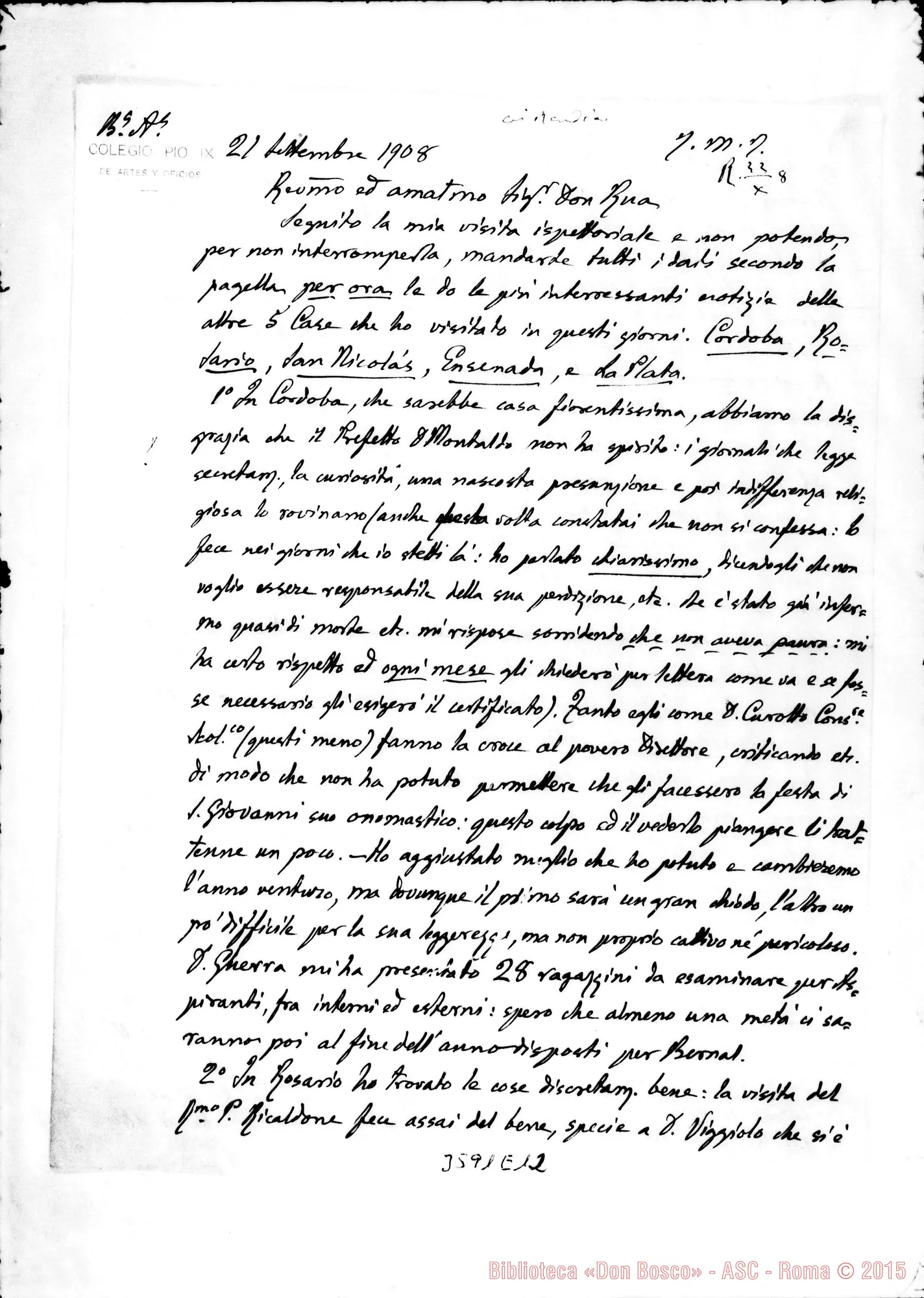 Fotogramma E 12 — Don Vespignani Giuseppe-Don Rua. Buenos A., 21-09-1908
