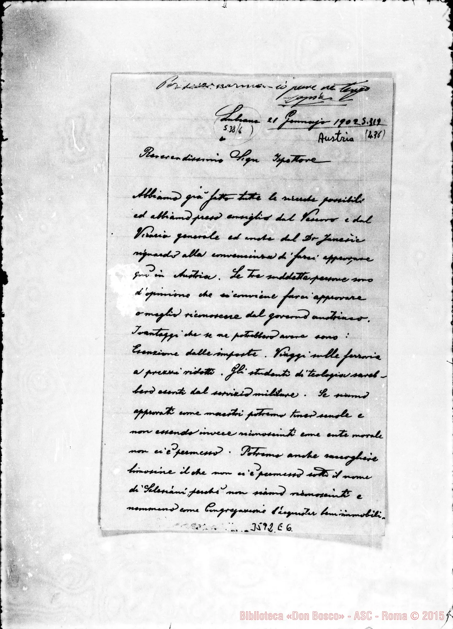 Fotogramma E 6 — Simone Visintoiner-Ispettore. Lubiana, 21-01-1902