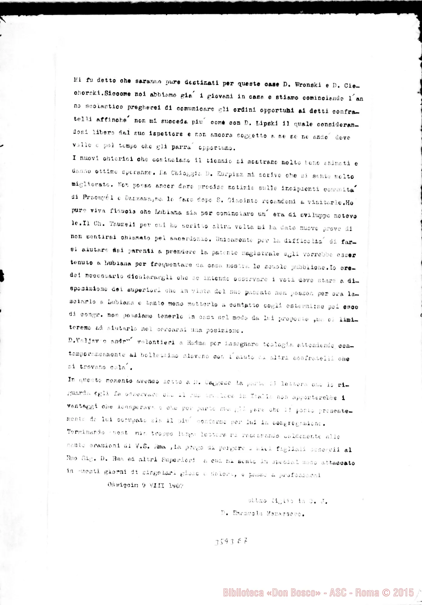 Fotogramma E 7 — Don Manassero-Don Albera. Oswiecim, 9-08-1907