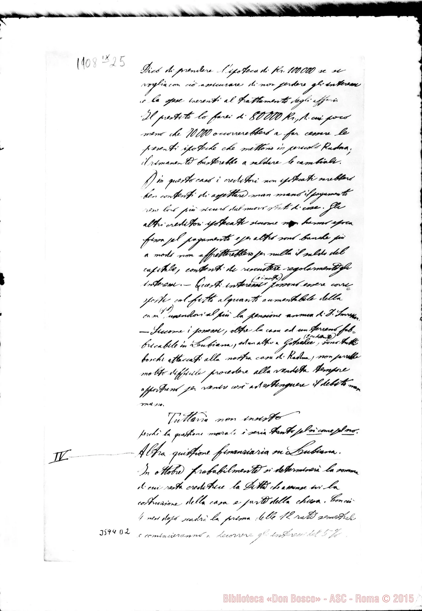Fotogramma D 2 — Don Manassero: memoriale riguardo Tlspettoria austriaca. Sett. 1908