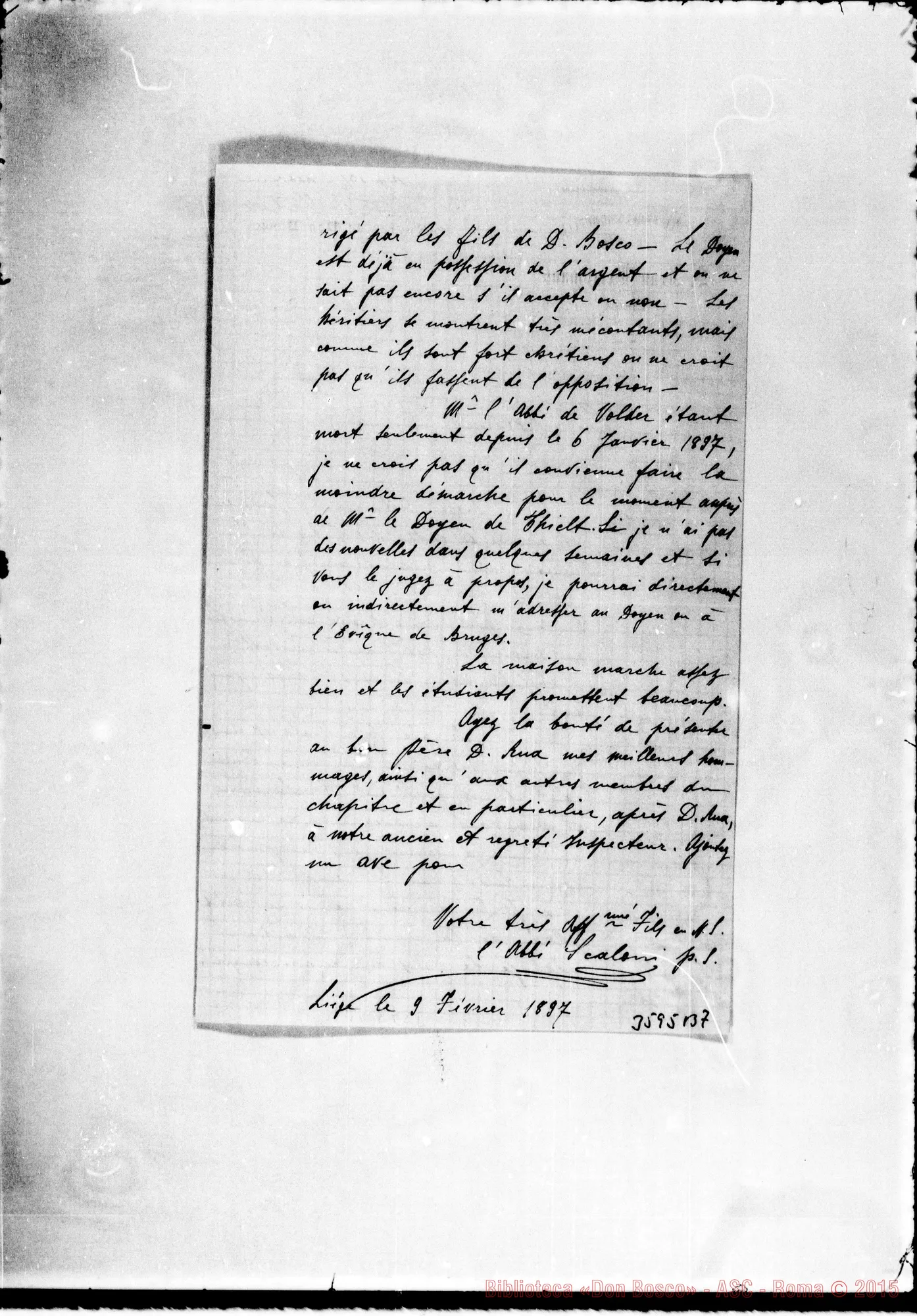 Fotogramma B 7 — L’Abbé Scaloni-Révérend Pére. Liège, 9-02-1897