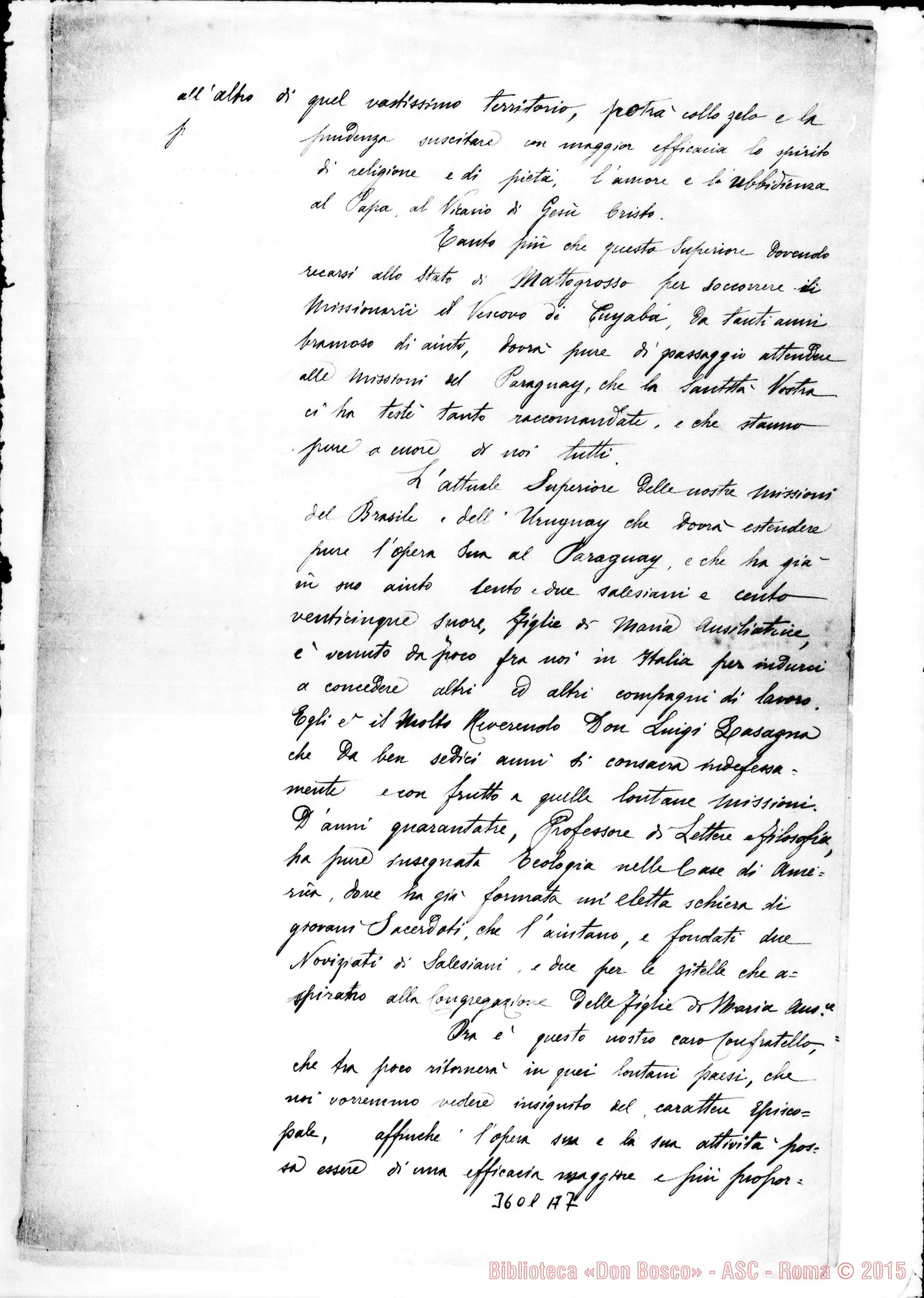 Fotogramma A 7 — Don Rua-Beatissismo Padre. Torino, 22-12-1892 Firma autogr. Rua