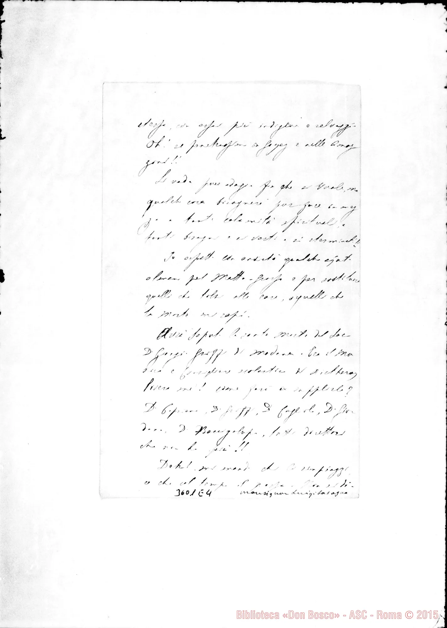 Fotogramma E 4 — Mons. Luigi Lasagna-Amat.mo Padre. Guaratingueta, 23-10-1894 Autogr. Rua