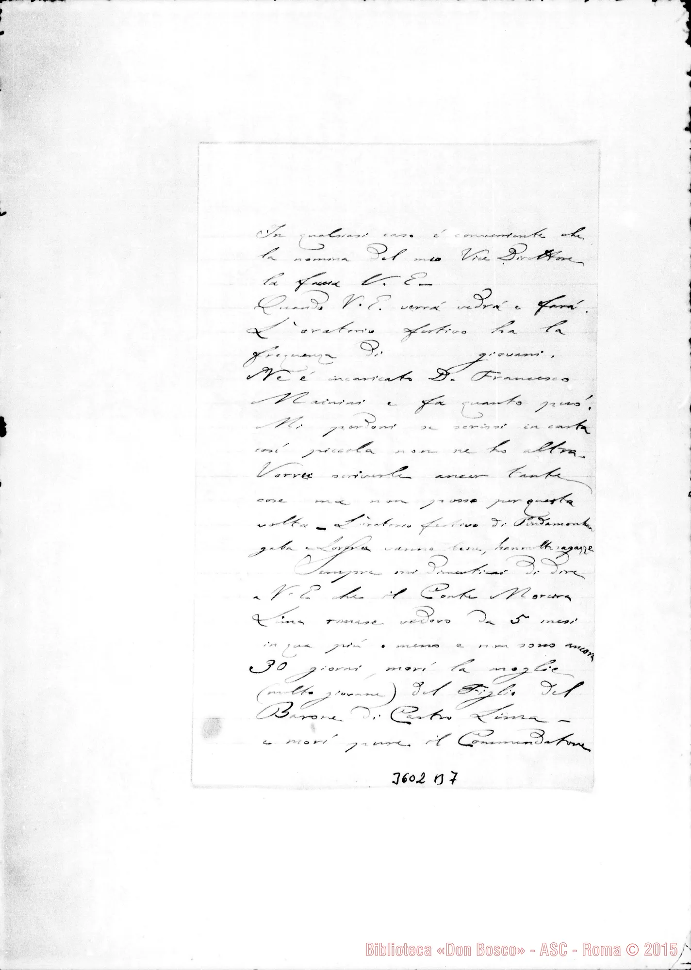 Fotogramma B 7 — Don Carlo Peretto-Mons. Cagliero. Lorena, 19-03-1896