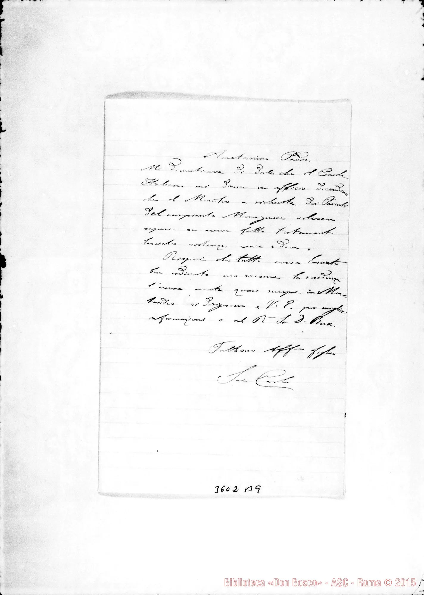 Fotogramma B 9 — Don Carlo Peretto-Mons. Cagliero. Lorena, 19-03-1896