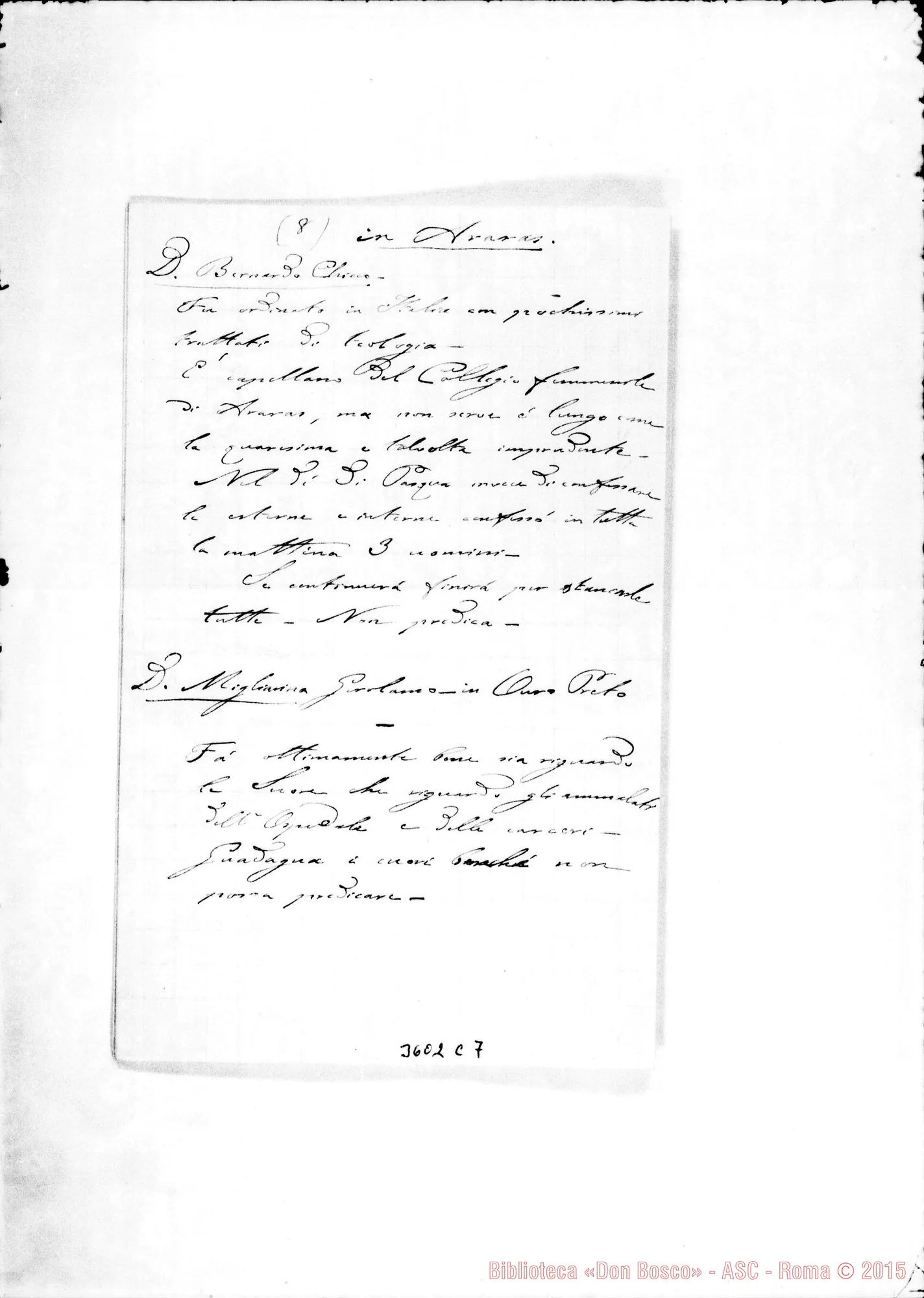 Fotogramma C 7 — Don Carlo Pcrctto: memorandum, 1897