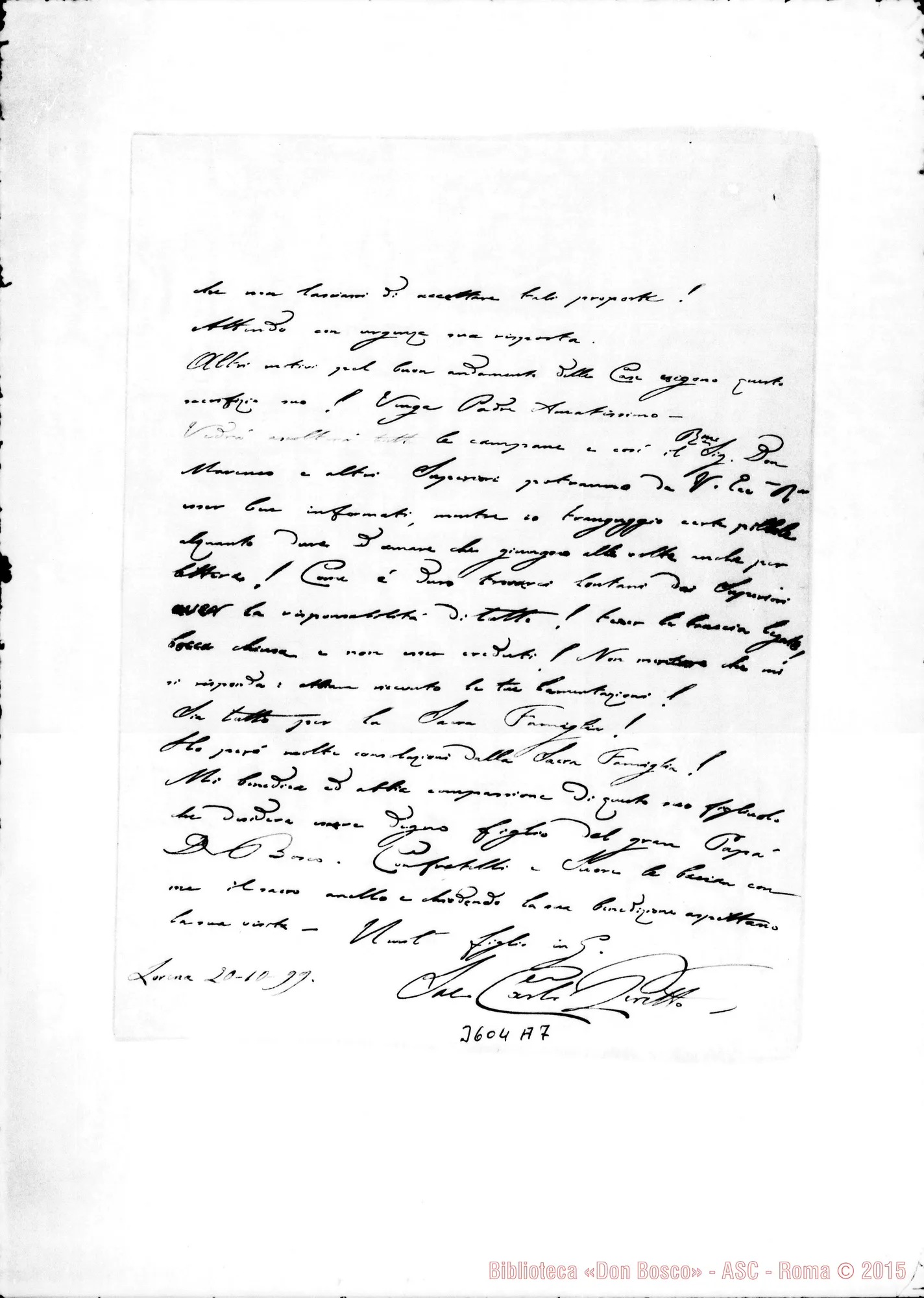 Fotogramma A 7 — Don Carlo Peretto-Eccellenza Rev.ma. Lorena, 20-10-1899