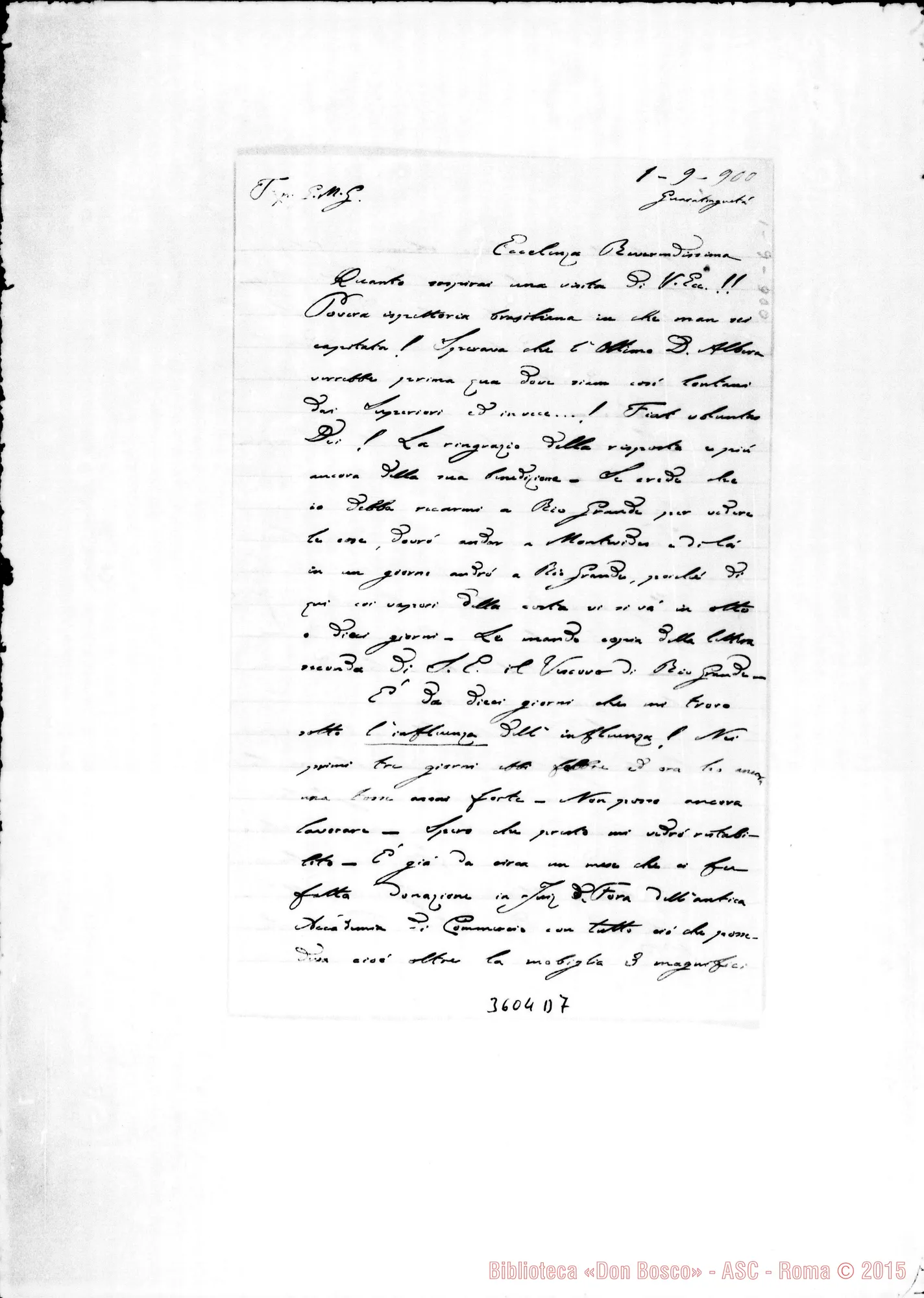 Fotogramma D 7 — Don Carlo Peretto-Eccellenza Rev.ma. Guaratinguetà, 1-09-1900