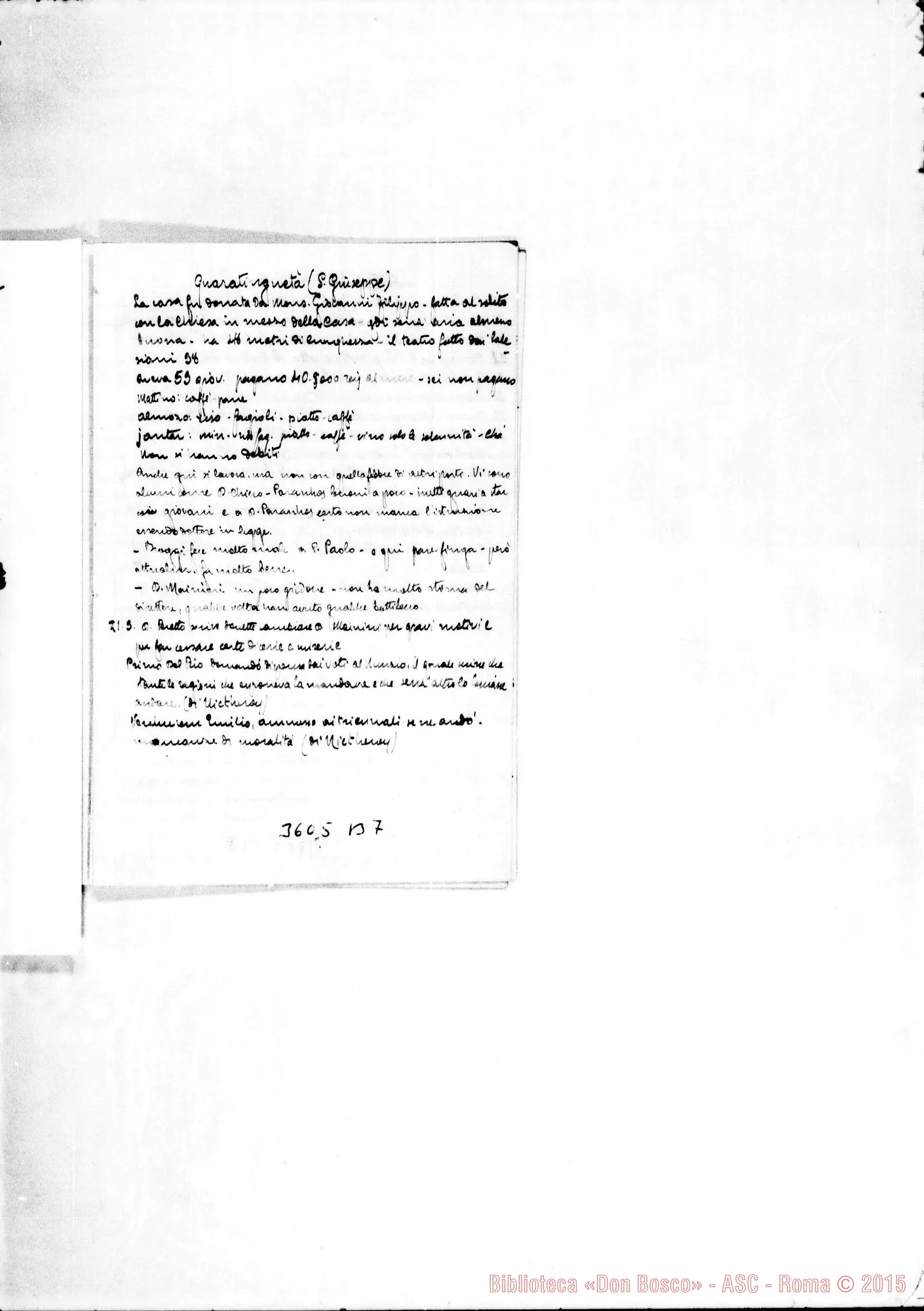 Fotogramma B 7 — Don Gusmano Calogero: notizie sulle case del Brasile