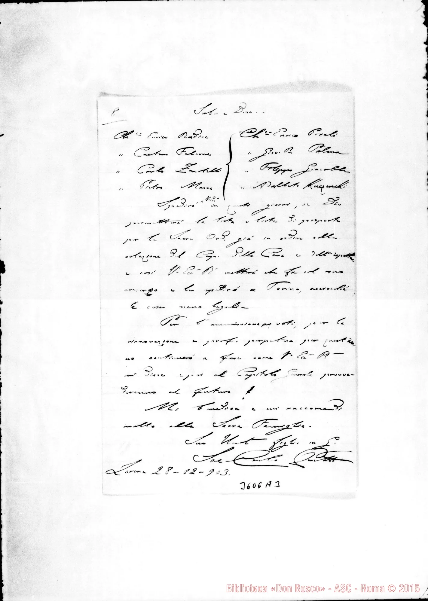 Fotogramma A 3 — Don Carlo Peretto-Mons. Cagliero. Lorena, 28-12-1903