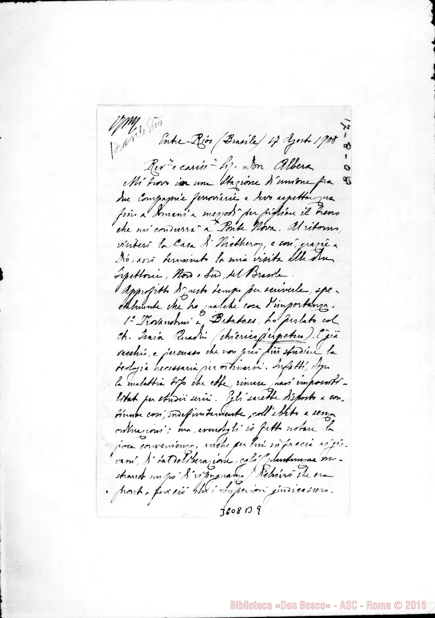 Fotogramma B 9 — Don Pietro Rota-Don Albera. Entre Rios, 17-08-1908