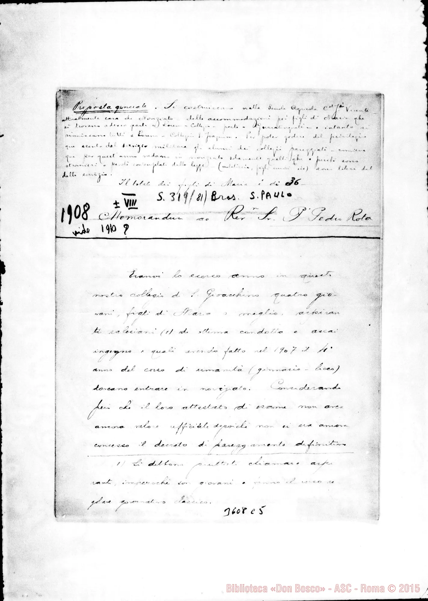 Fotogramma C 5 — Don Pietro Rota: Memorandum