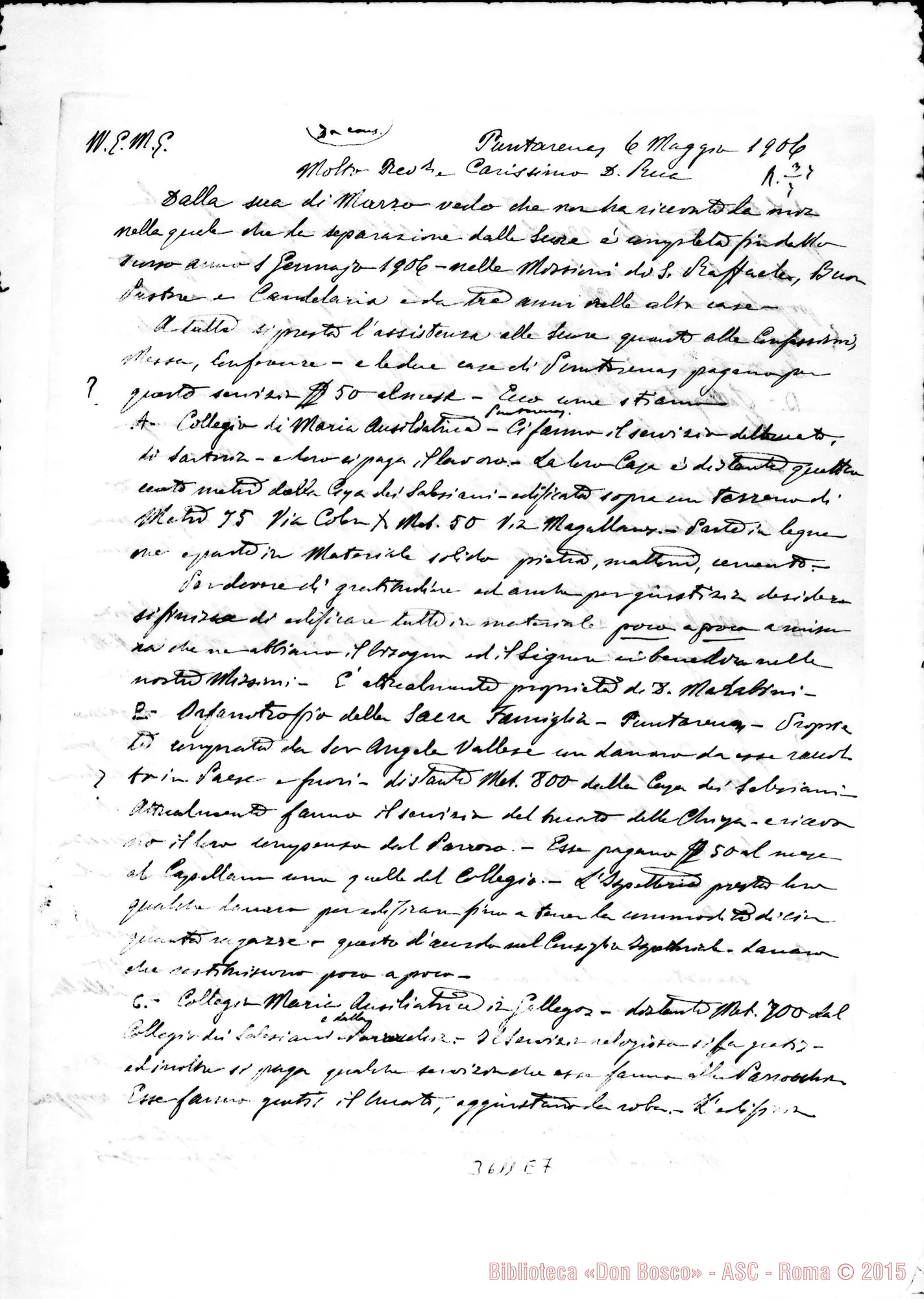 Fotogramma E 7 — Mons. Fagnano-Don Rua. Puntarenas, 6-05-1906 Autogr. Rua