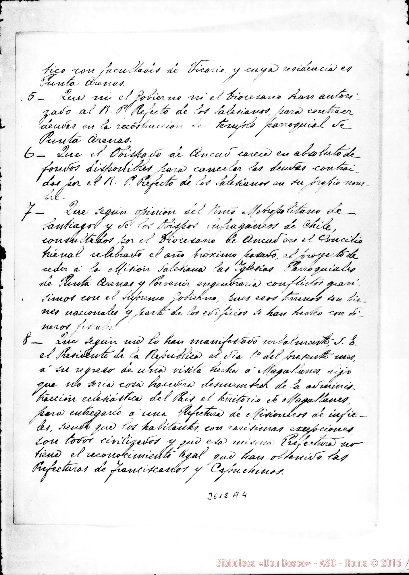 Fotogramma A 4 — Mons. Jara-Card. di Stato. Estratto di lettera del 22-03-1907